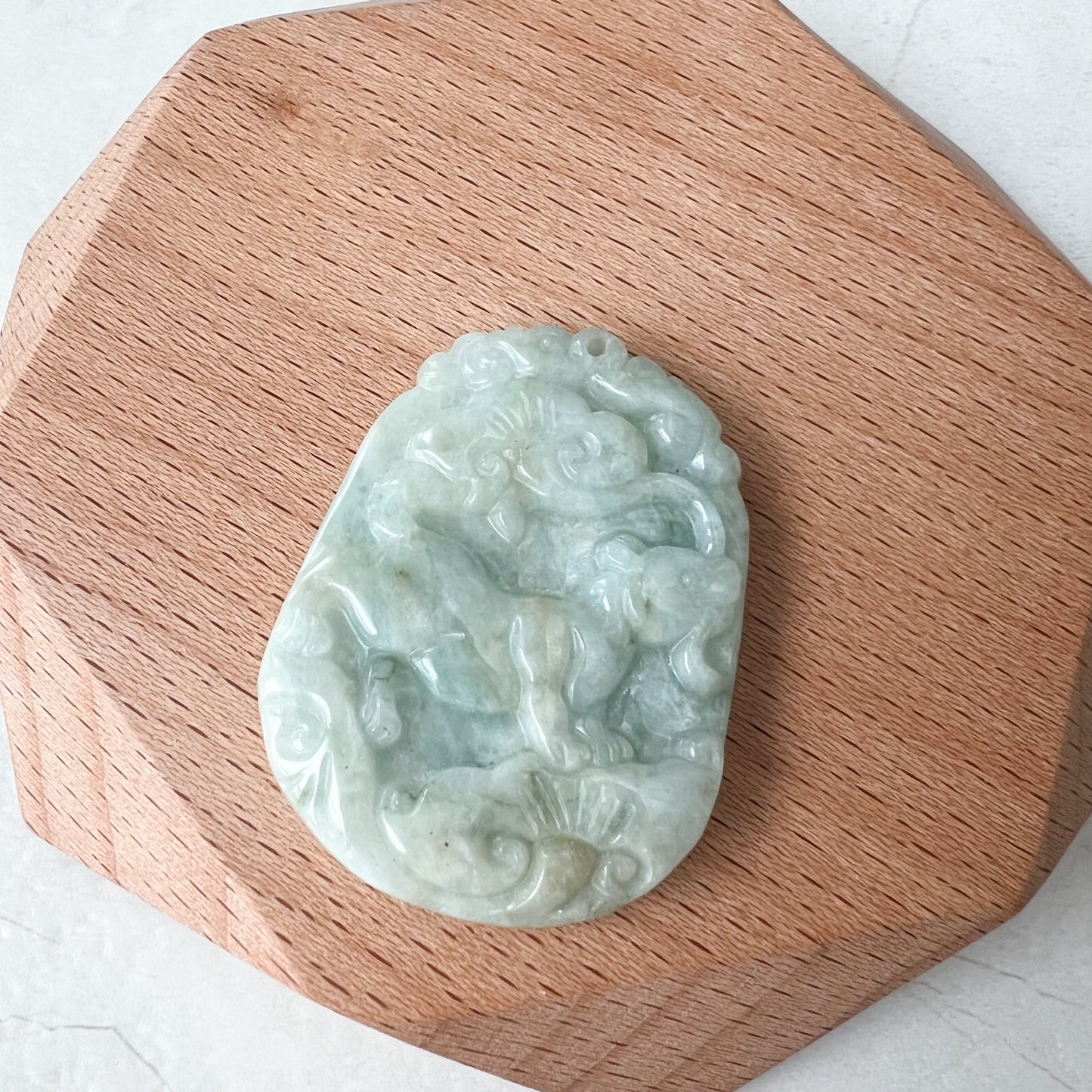 Jadeite Jade Rat Mouse Chinese Zodiac Carved Pendant Necklace, YW-0321-1647728114 - AriaDesignCollection