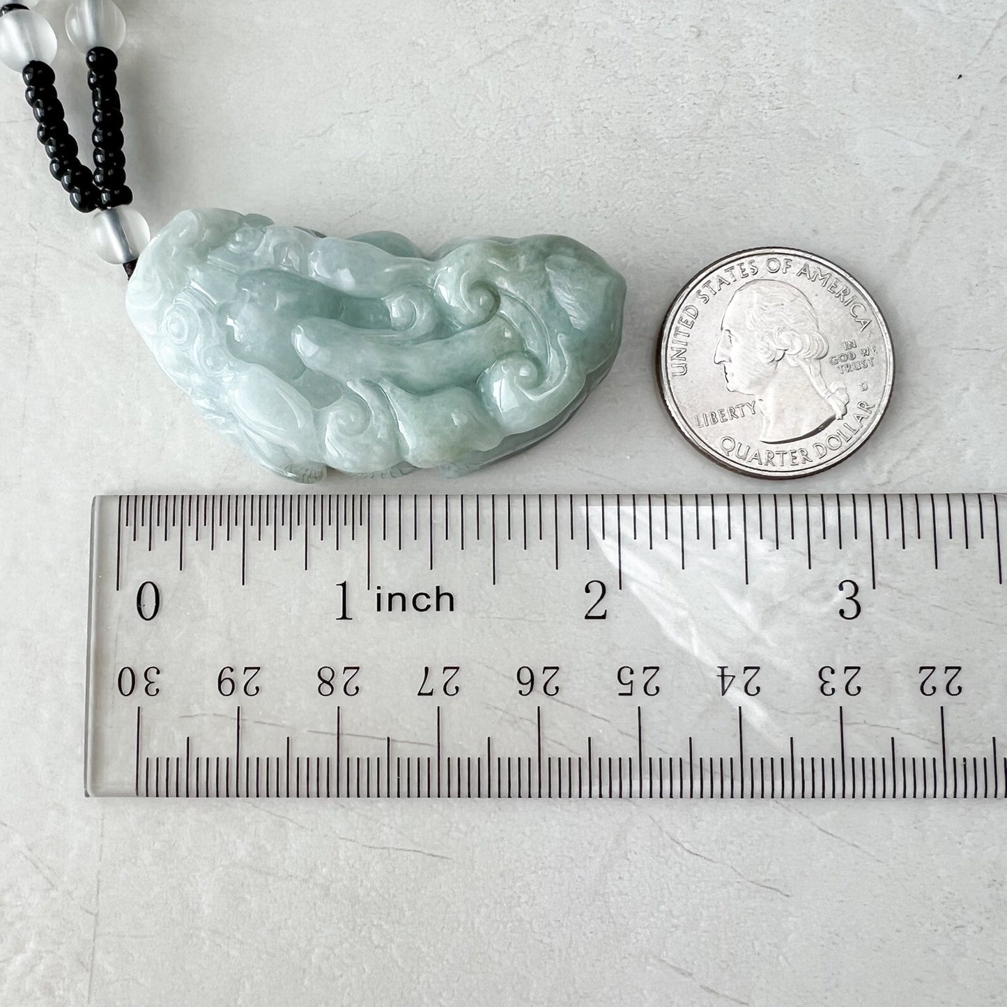 Light Green Jadeite Jade, Dragon Pixiu Pi Xiu, 貔貅, Dragon Chinese Carved Pendant, YJ-1221-0279059 - AriaDesignCollection