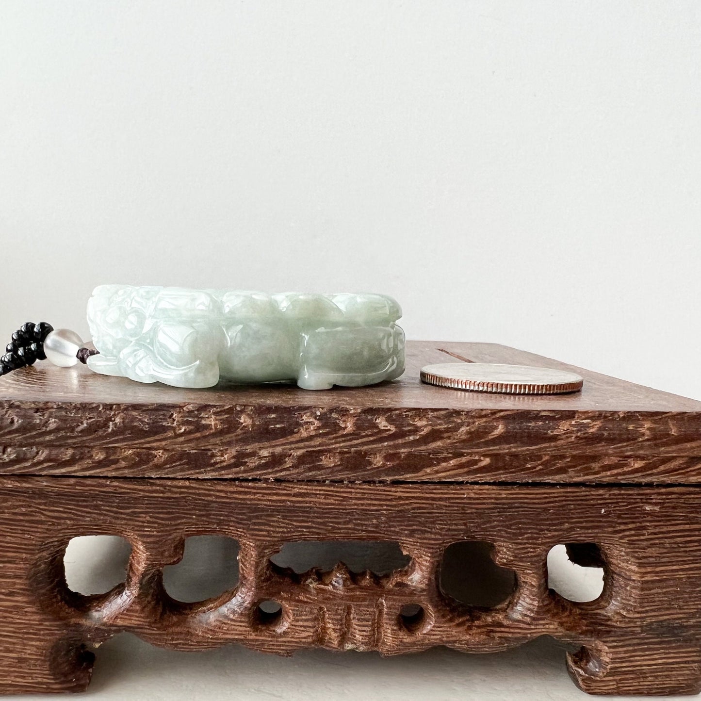 Light Green Jadeite Jade, Dragon Pixiu Pi Xiu, 貔貅, Dragon Chinese Carved Pendant, YJ-1221-0279059 - AriaDesignCollection