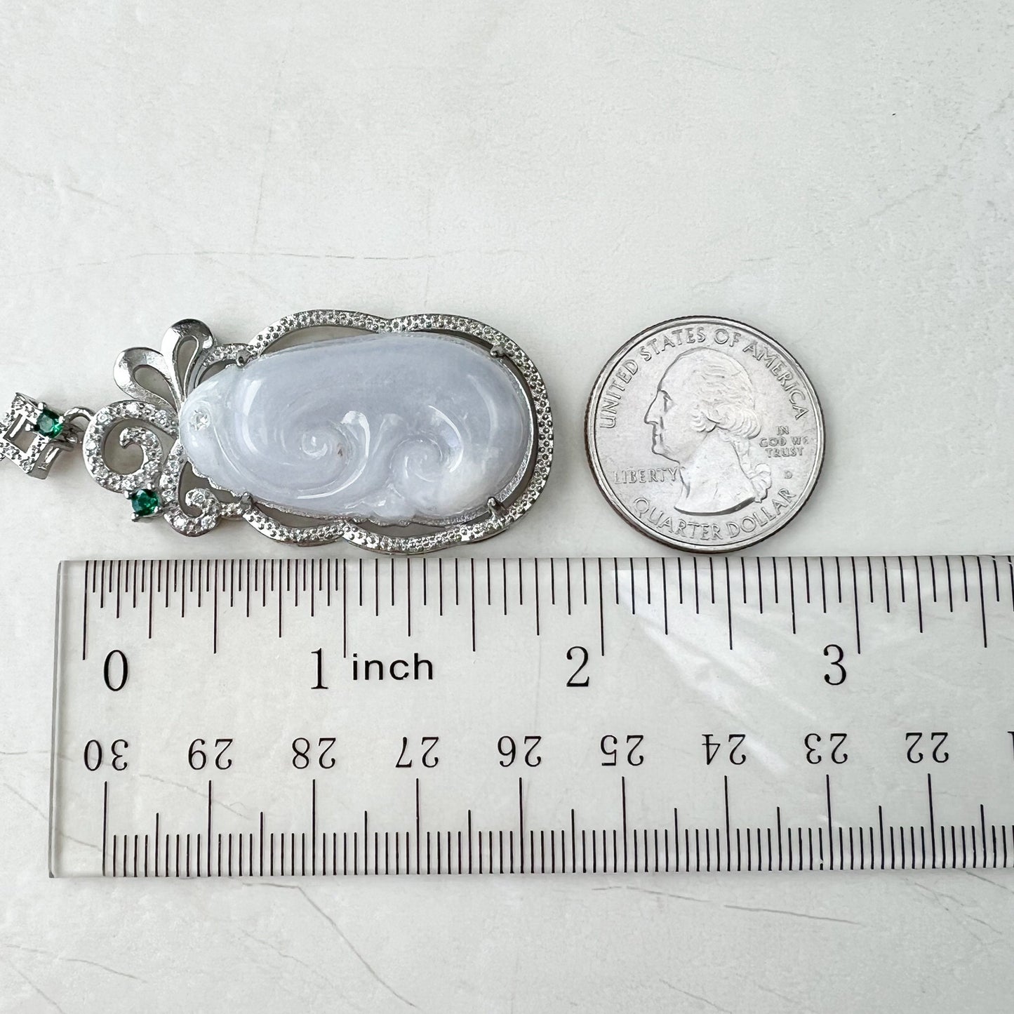 Light Purple Jadeite Jade Ruyi Ru Yi, 如意, Sterling Silver Pendant Necklace, BJ-0621-1647814597 - AriaDesignCollection