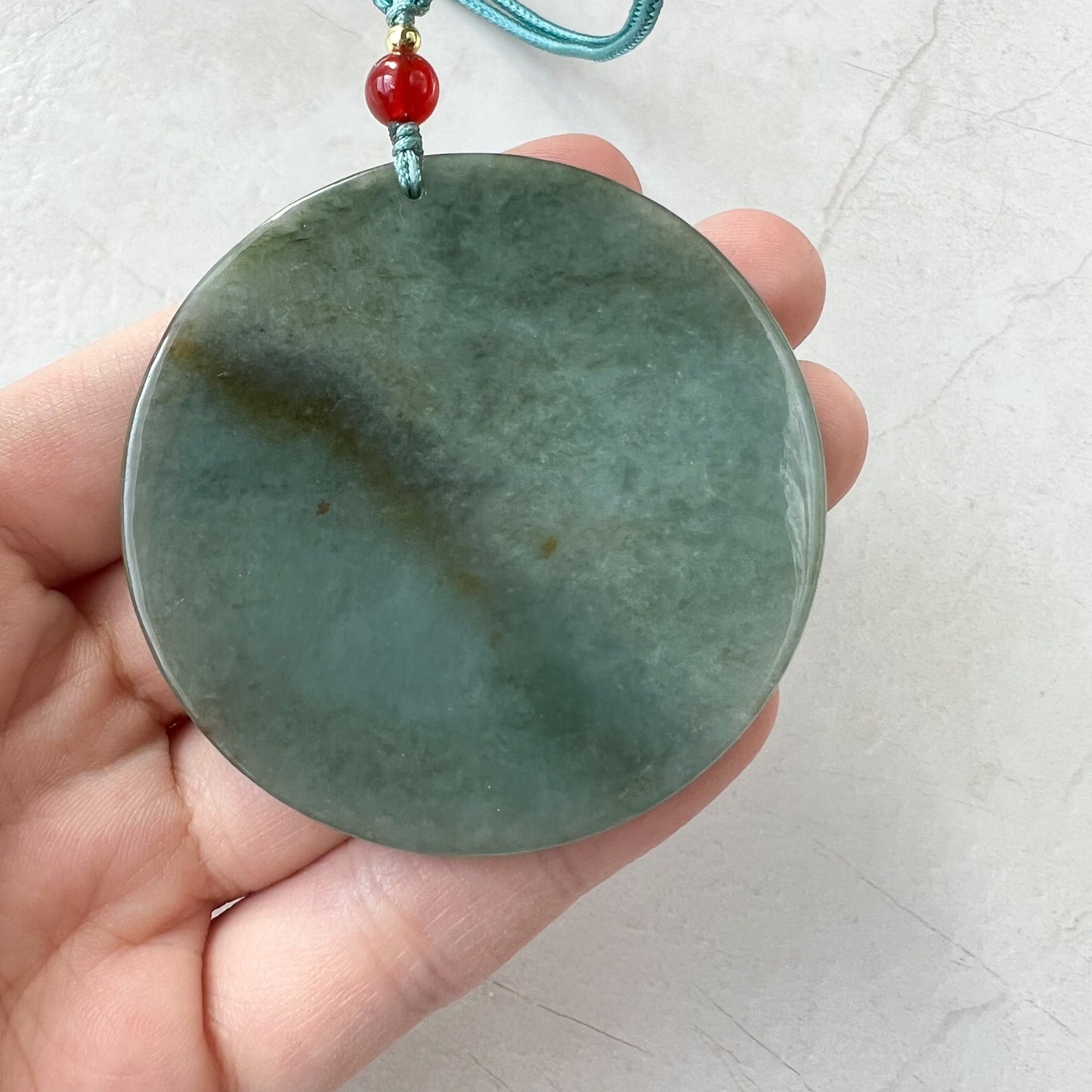 Jadeite Jade Landscape Mountain Forest River Tree, Crane, Longevity, Scenery Hand Carved Pendant Necklace, YJ-1221-0170321 - AriaDesignCollection