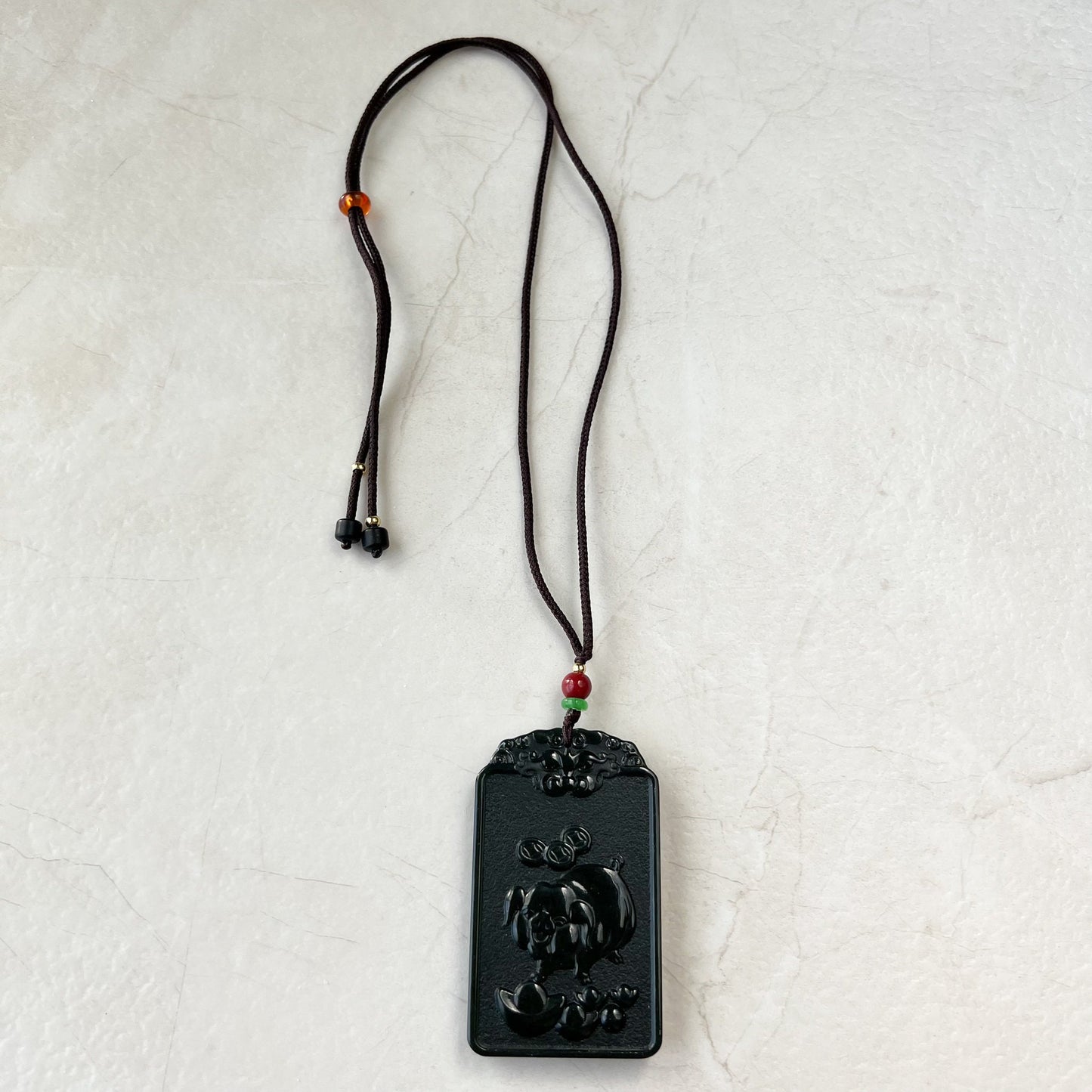 Nephrite Jade Amitabha Buddha Amita Amida, 阿弥陀佛, Pig Zodiac Carved Pendant Necklace, RM-1221-1649625525 - AriaDesignCollection