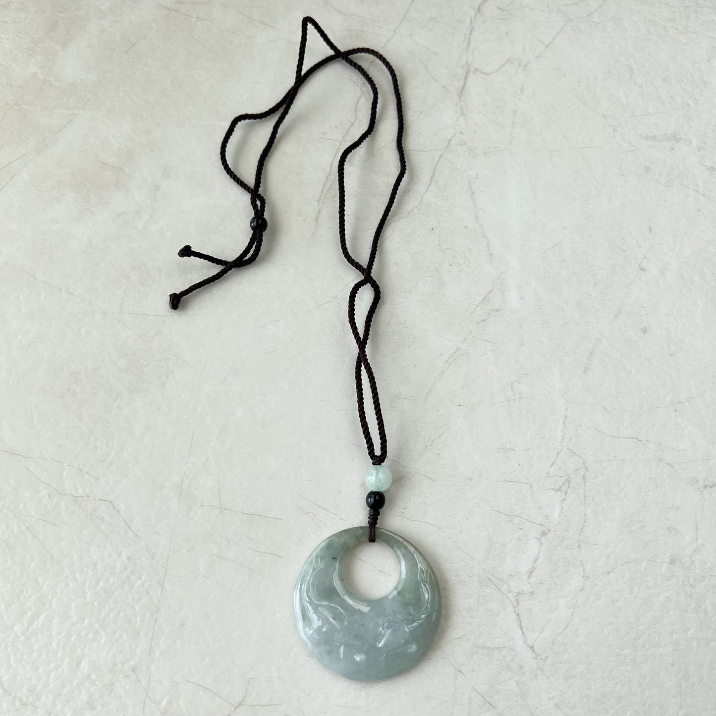 Jadeite Jade Twin Fish, Pisces Zodiac Horoscope Necklace, Hand Carved Pendant Necklace, YJ-1221-0315209-2 - AriaDesignCollection