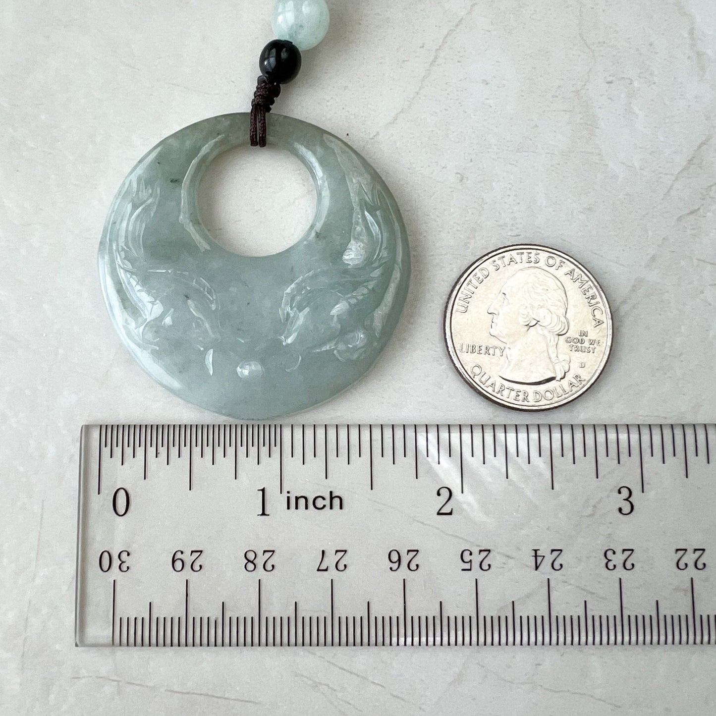 Jadeite Jade Twin Fish, Pisces Zodiac Horoscope Necklace, Hand Carved Pendant Necklace, YJ-1221-0315209-2 - AriaDesignCollection