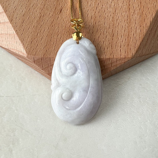 Light Purple Jadeite Jade Ruyi Ru Yi, 如意, Gold Plated Bail, Sterling Silver Necklace, CGZ-0921-1648247701 - AriaDesignCollection