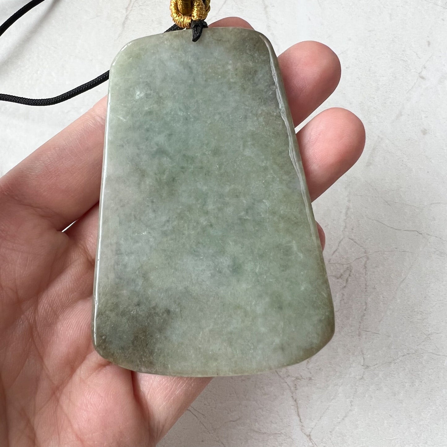 Large Green Jadeite Jade Guan Yu Guan Gong Carved Pendant Necklace, YJ-1221-0235508 - AriaDesignCollection