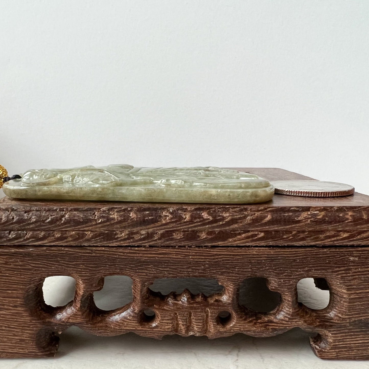 Large Green Jadeite Jade Guan Yu Guan Gong Carved Pendant Necklace, YJ-1221-0235508 - AriaDesignCollection