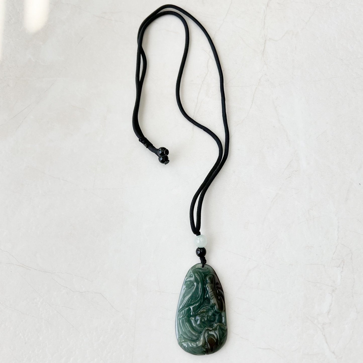 Jadeite Jade Floral Bird, Parrot Green Blue Hand Carved Pendant, YJ-1221-0336527 - AriaDesignCollection
