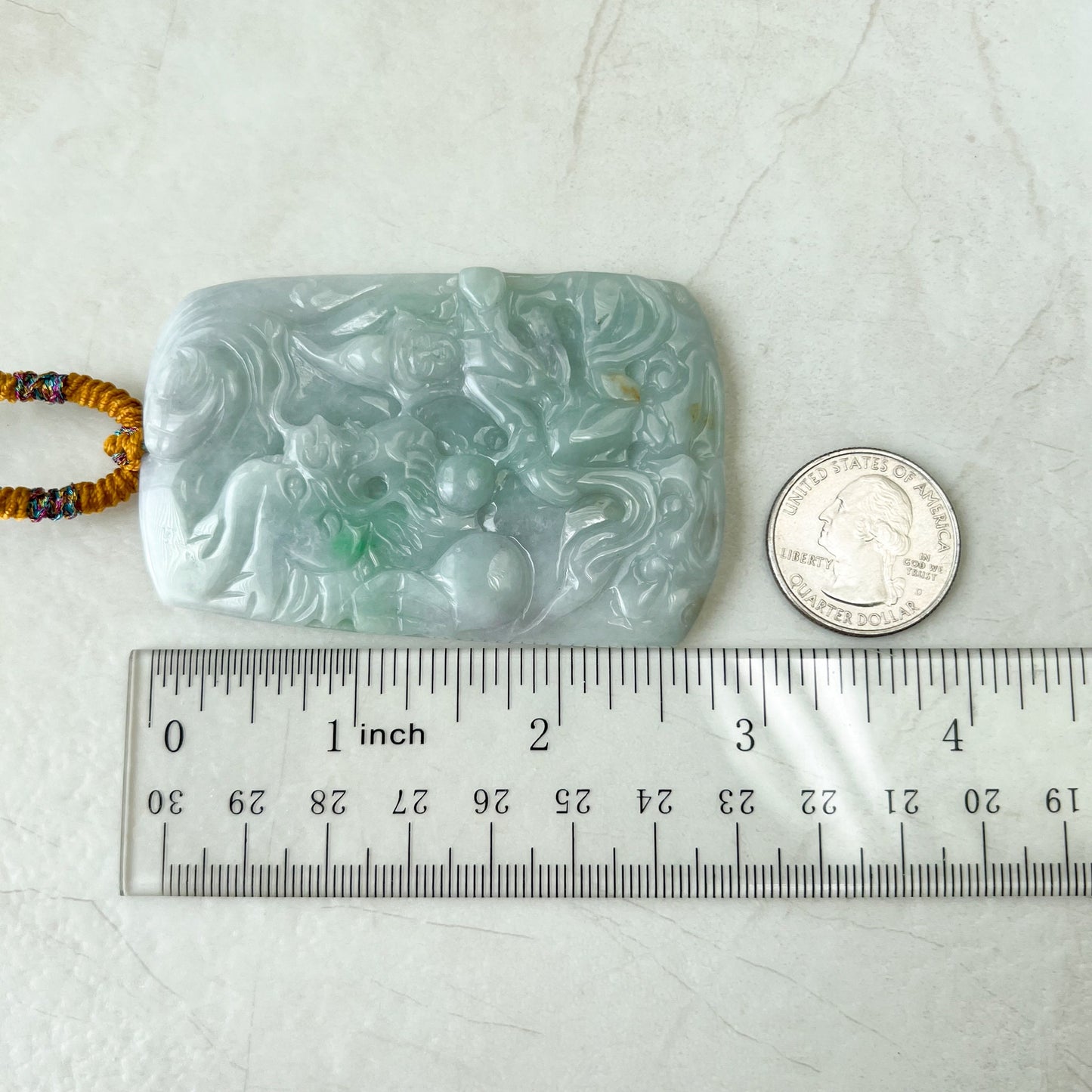 Jadeite Jade Mahasthamaprapta Buddha, Da Shi Zhi , Đại Thế Chí Bồ tát, 大势至, Large Dragon Carved Pendant Necklace, YJ-1221-0244290 - AriaDesignCollection
