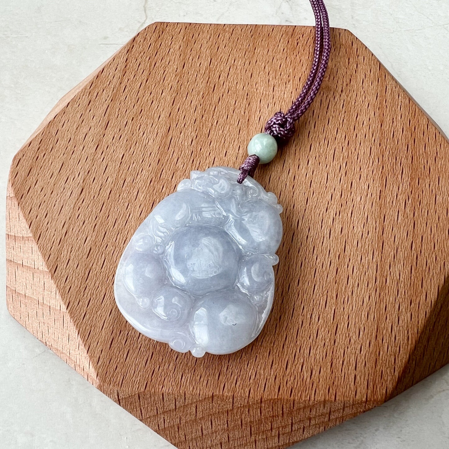 Jadeite Jade Purple Dragon Pixiu Dragon Chinese Carved Pendant, YW-0110-1650746802 - AriaDesignCollection