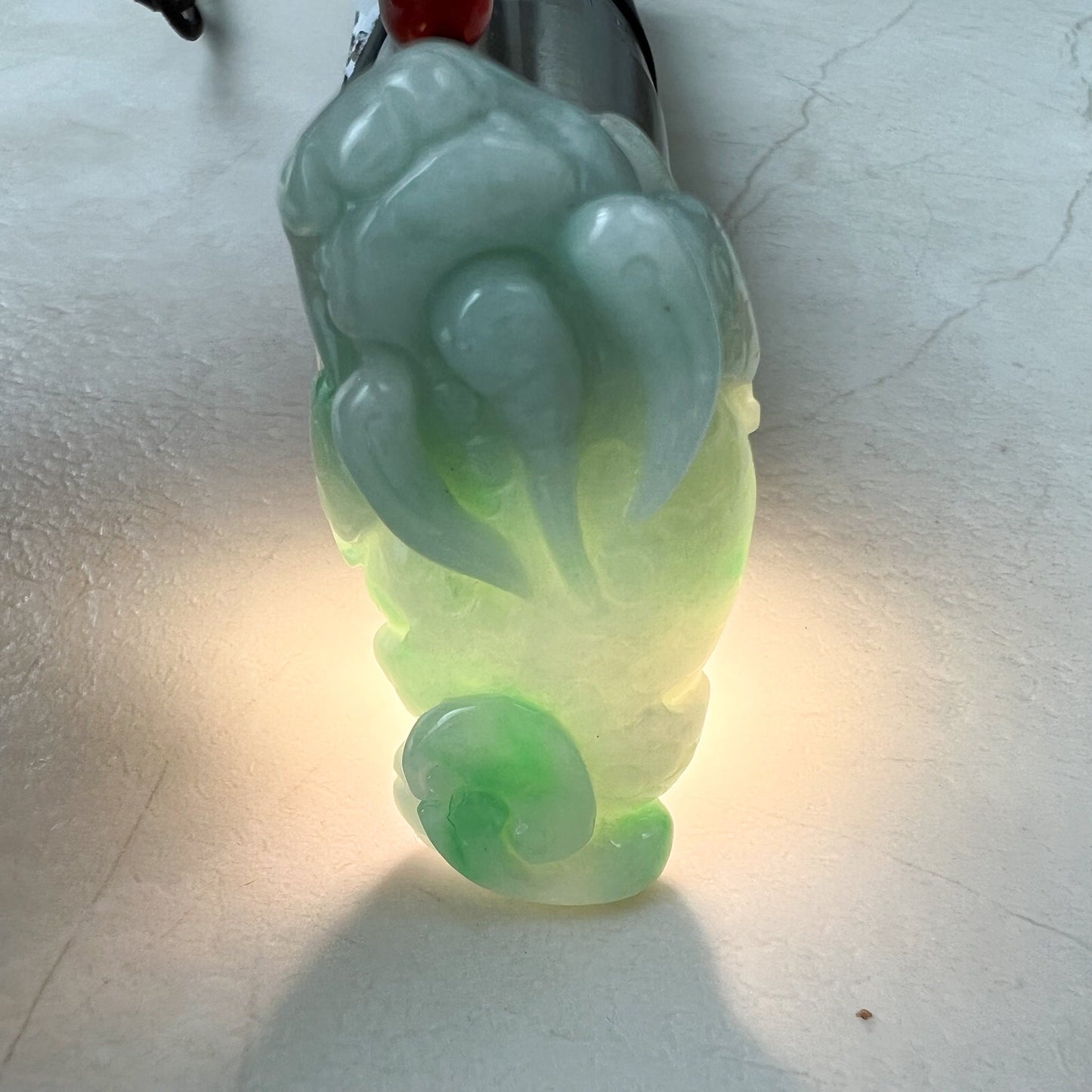 Green Jadeite Jade, Dragon Pixiu Pi Xiu, 貔貅, Dragon Chinese Carved Pendant, ZYF-1221-1651242206 - AriaDesignCollection