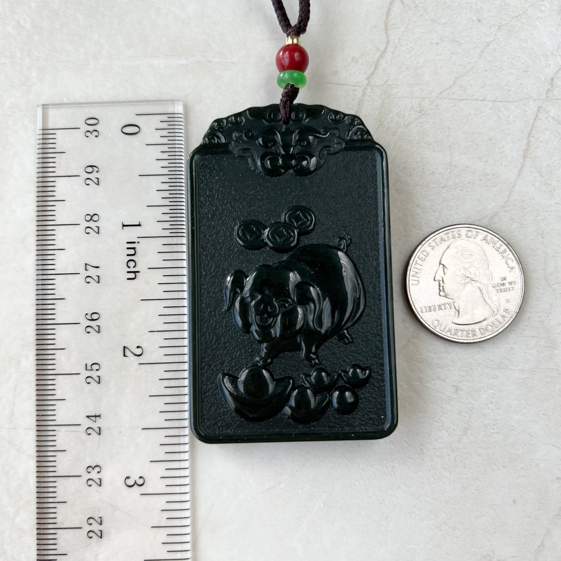 Nephrite Jade Amitabha Buddha Amita Amida, 阿弥陀佛, Pig Zodiac Carved Pendant Necklace, RM-1221-1649625525 - AriaDesignCollection