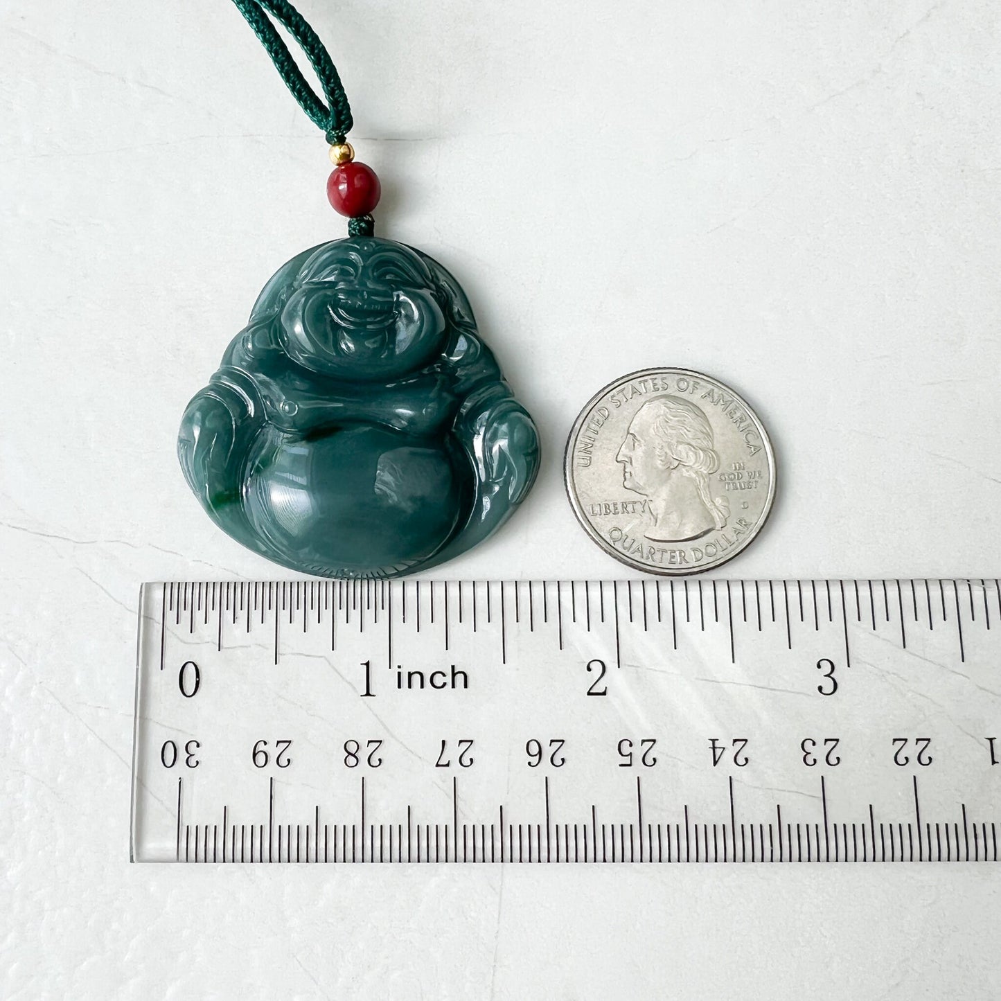 Large Happy Buddha, Blue Green Jadeite Jade Carved Jadeite Pendant, Budai, ZYF-0322-1651518861 - AriaDesignCollection