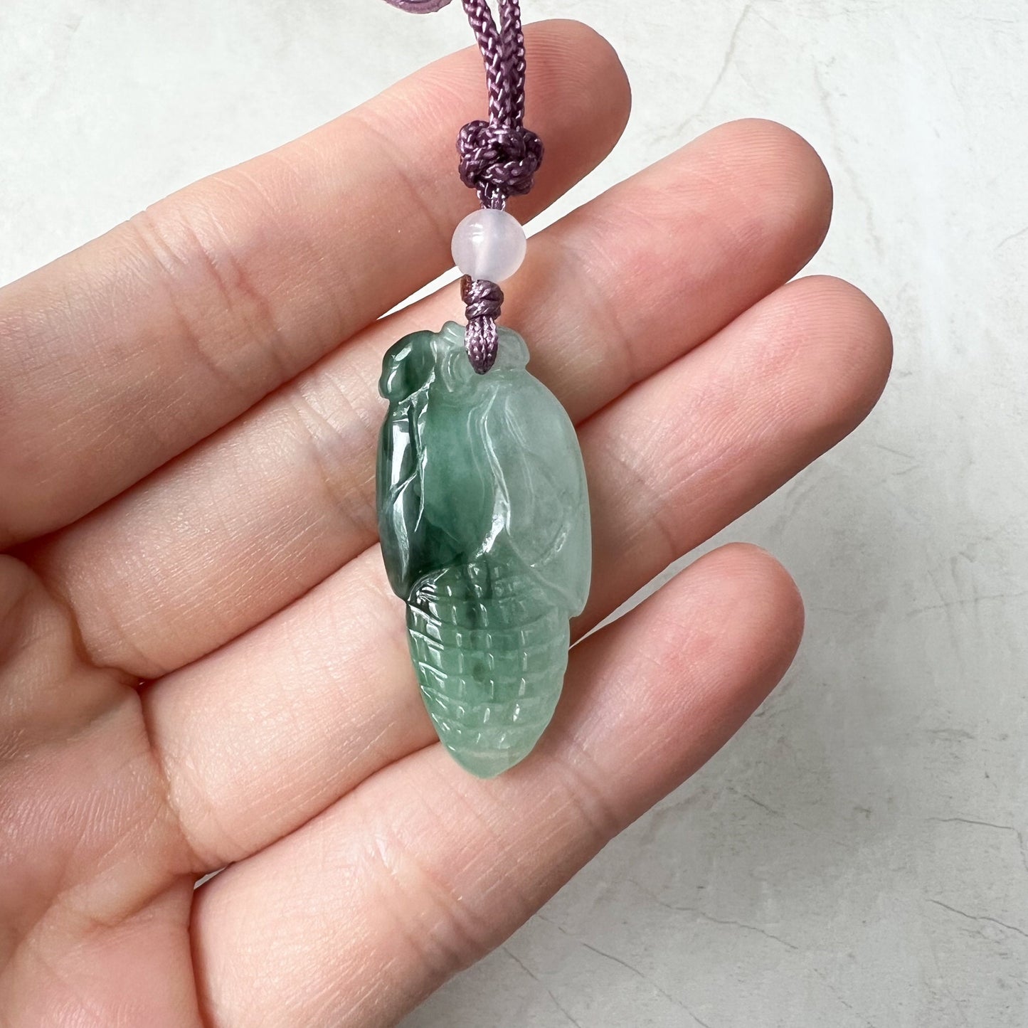 Jadeite Jade Translucent Blue Green Corn Necklace, ZYF-0322-1651680300 - AriaDesignCollection