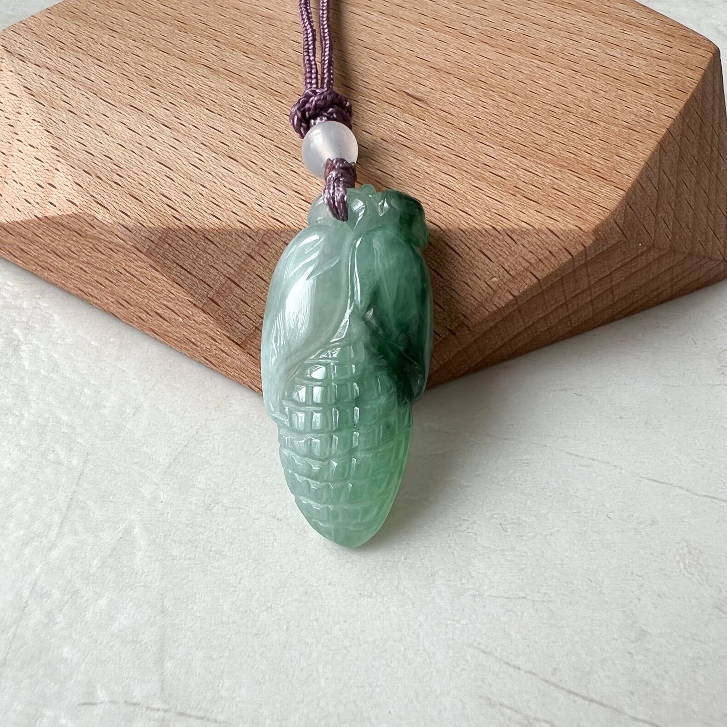 Jadeite Jade Translucent Blue Green Corn Necklace, ZYF-0322-1651680300 - AriaDesignCollection
