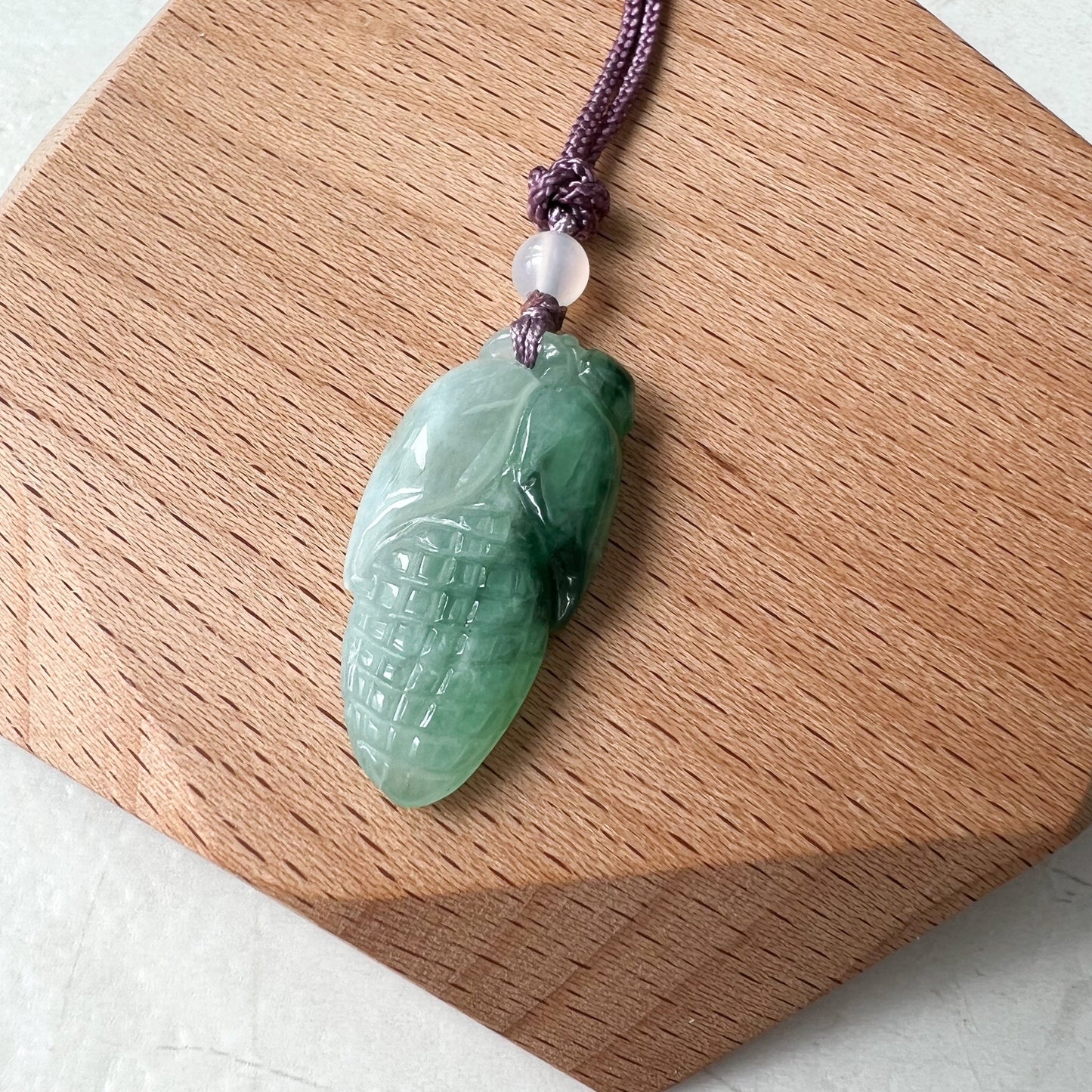 Jadeite Jade Translucent Blue Green Corn Necklace, ZYF-0322-1651680300 - AriaDesignCollection