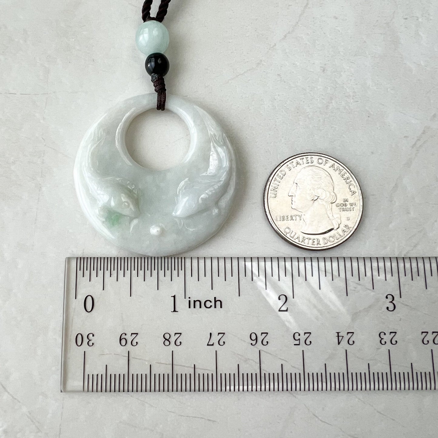 Jadeite Jade Twin Fish, Pisces Zodiac Horoscope Necklace, Hand Carved Pendant Necklace, YJ-1221-0315209-1 - AriaDesignCollection