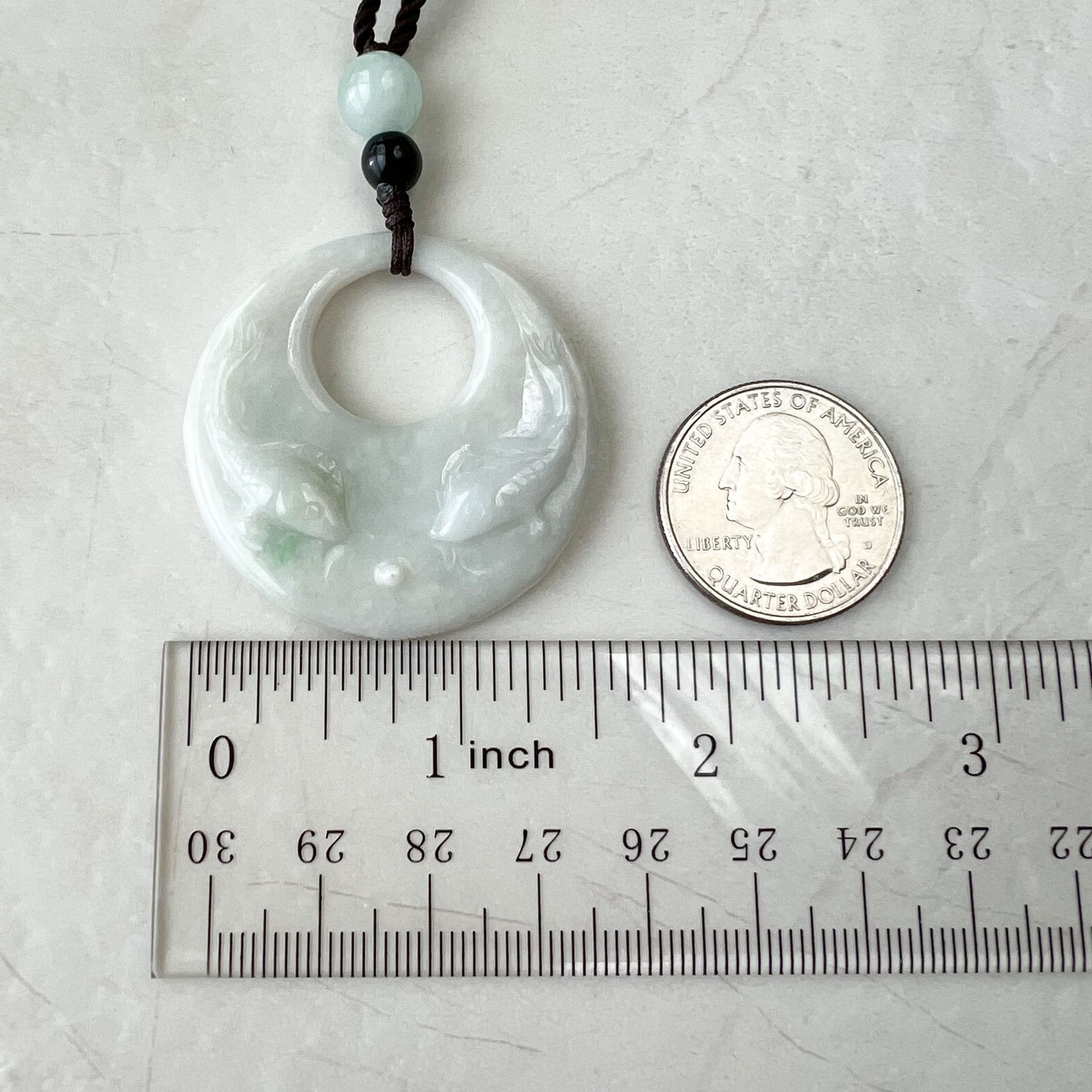 Jadeite Jade Twin Fish, Pisces Zodiac Horoscope Necklace, Hand Carved Pendant Necklace, YJ-1221-0315209-1 - AriaDesignCollection