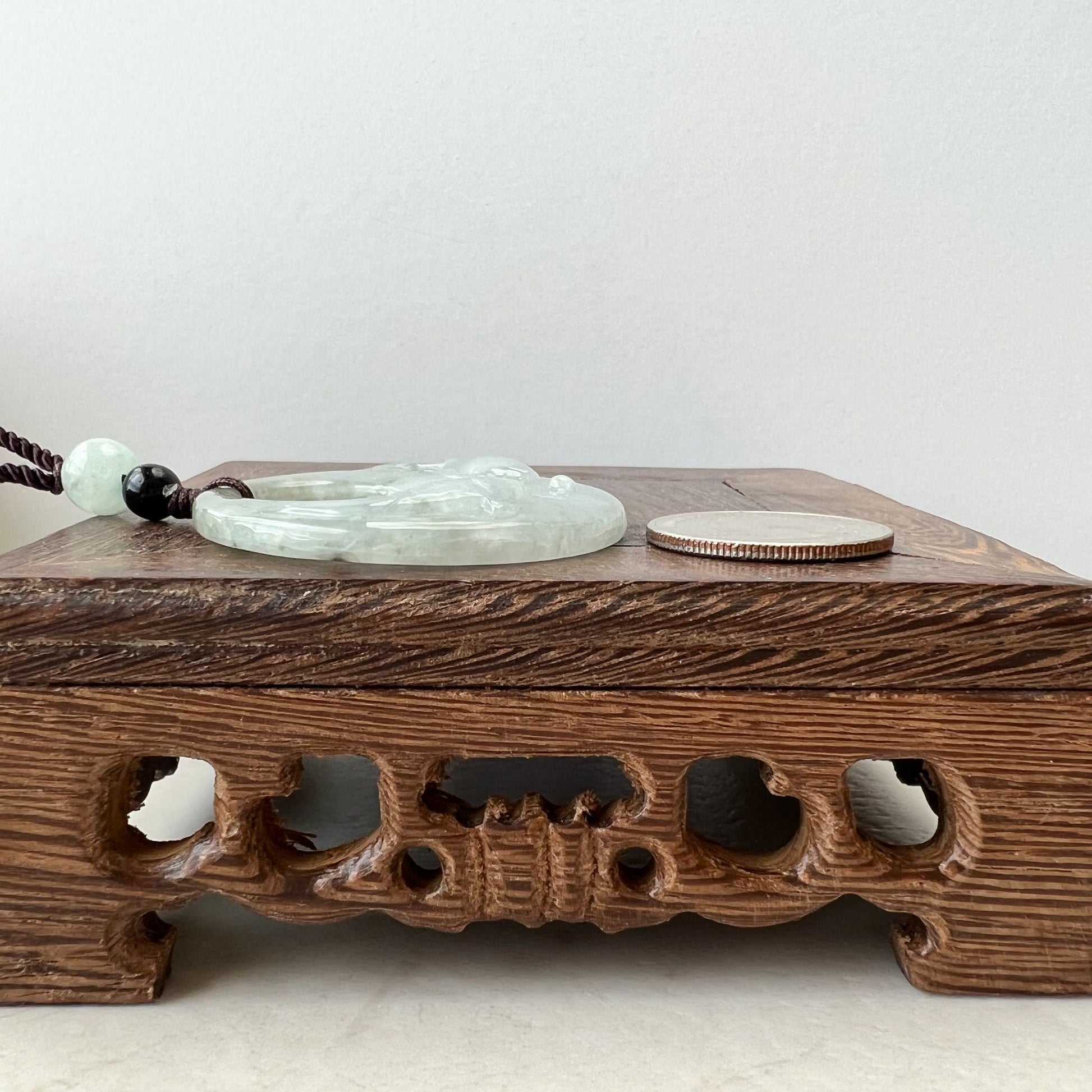 Jadeite Jade Twin Fish, Pisces Zodiac Horoscope Necklace, Hand Carved Pendant Necklace, YJ-1221-0315209-2 - AriaDesignCollection