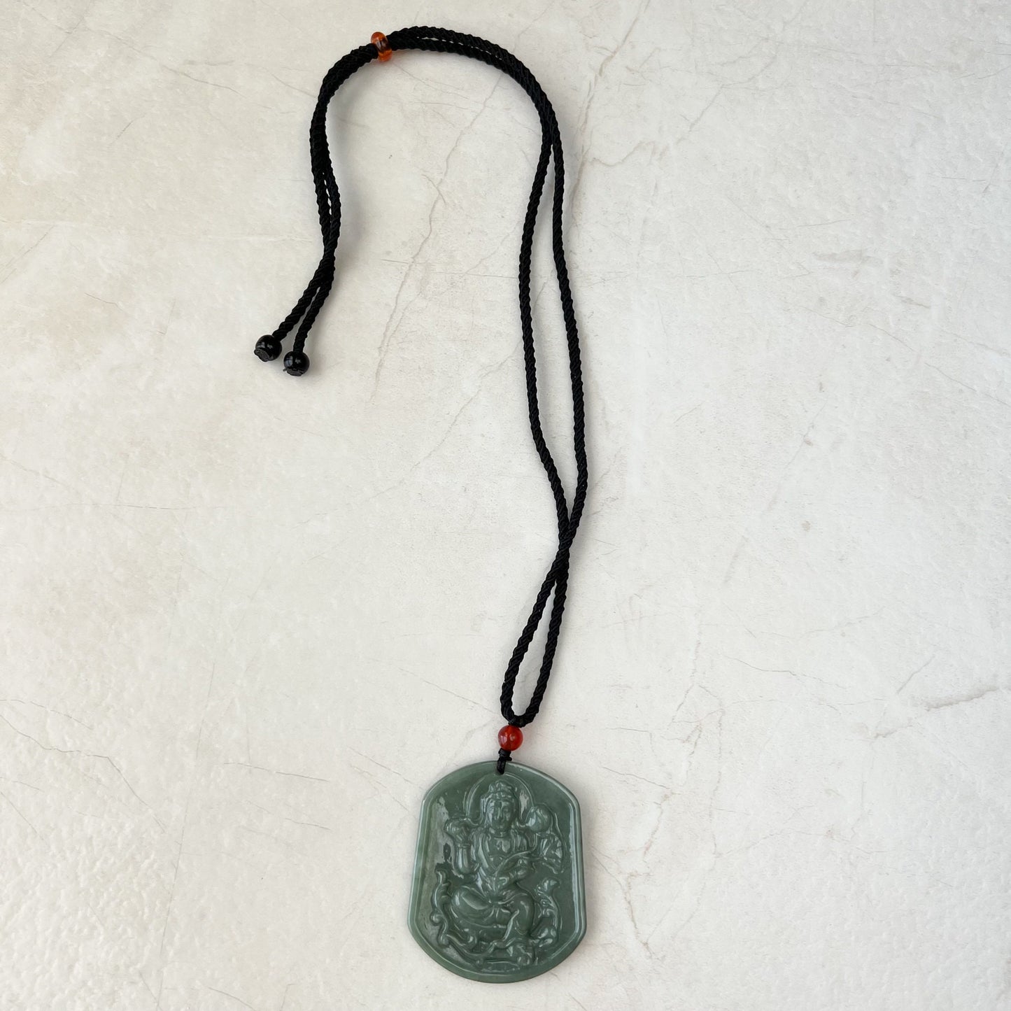 Green Jadeite Jade Guan Yin Avalokiteshvara Carved Pendant Necklace, YJ-1221-0354840 - AriaDesignCollection