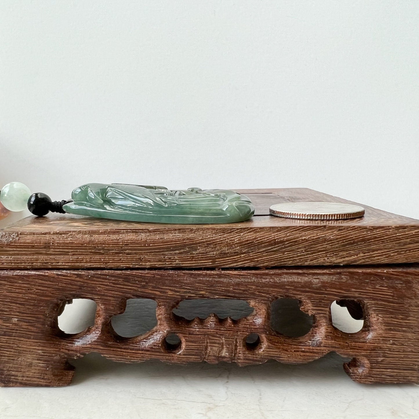 Jadeite Jade Floral Bird, Parrot Green Blue Hand Carved Pendant, YJ-1221-0336527 - AriaDesignCollection