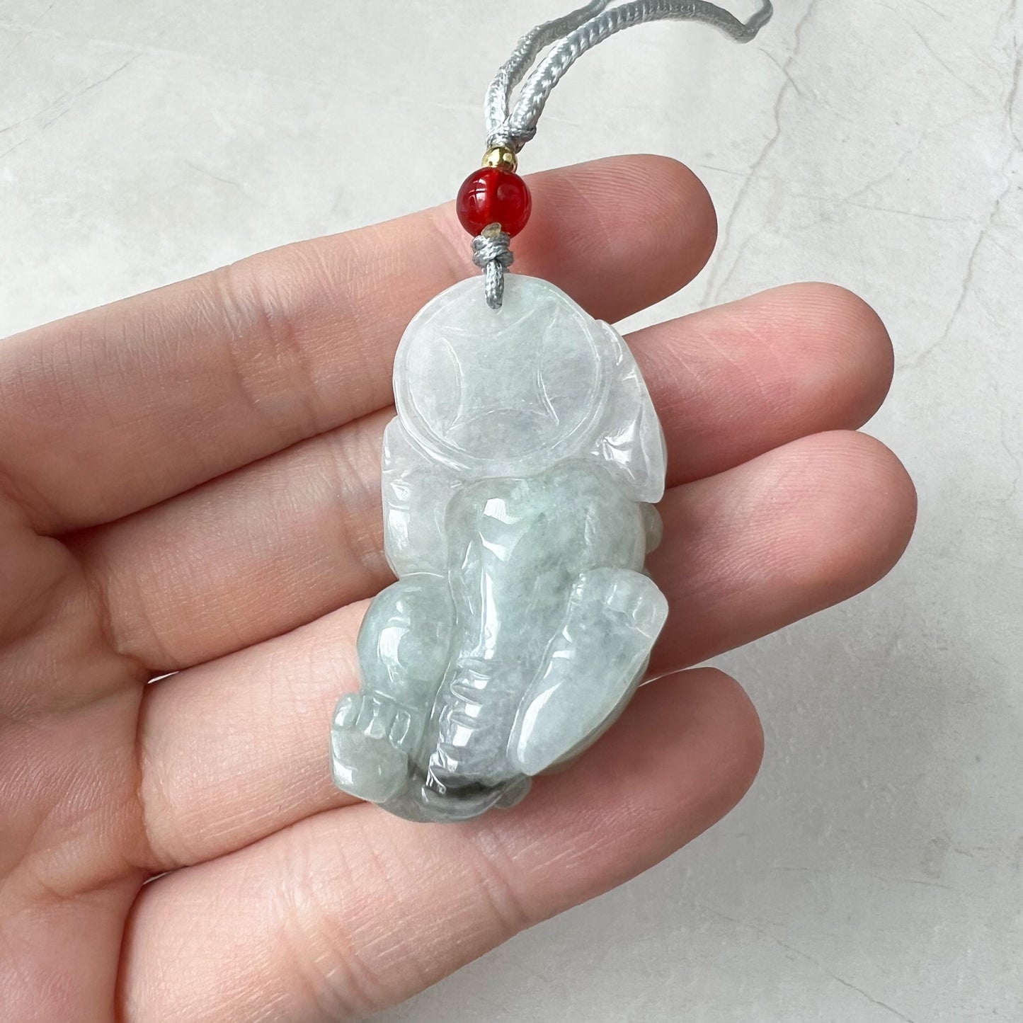 Light Green Jadeite Jade, Dragon Pixiu Pi Xiu, 貔貅, Dragon Chinese Carved Pendant, ZYF-0322-1652197674 - AriaDesignCollection