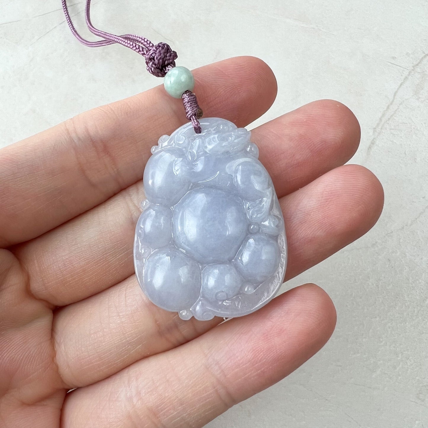 Jadeite Jade Purple Dragon Pixiu Dragon Chinese Carved Pendant, YW-0110-1650746802 - AriaDesignCollection