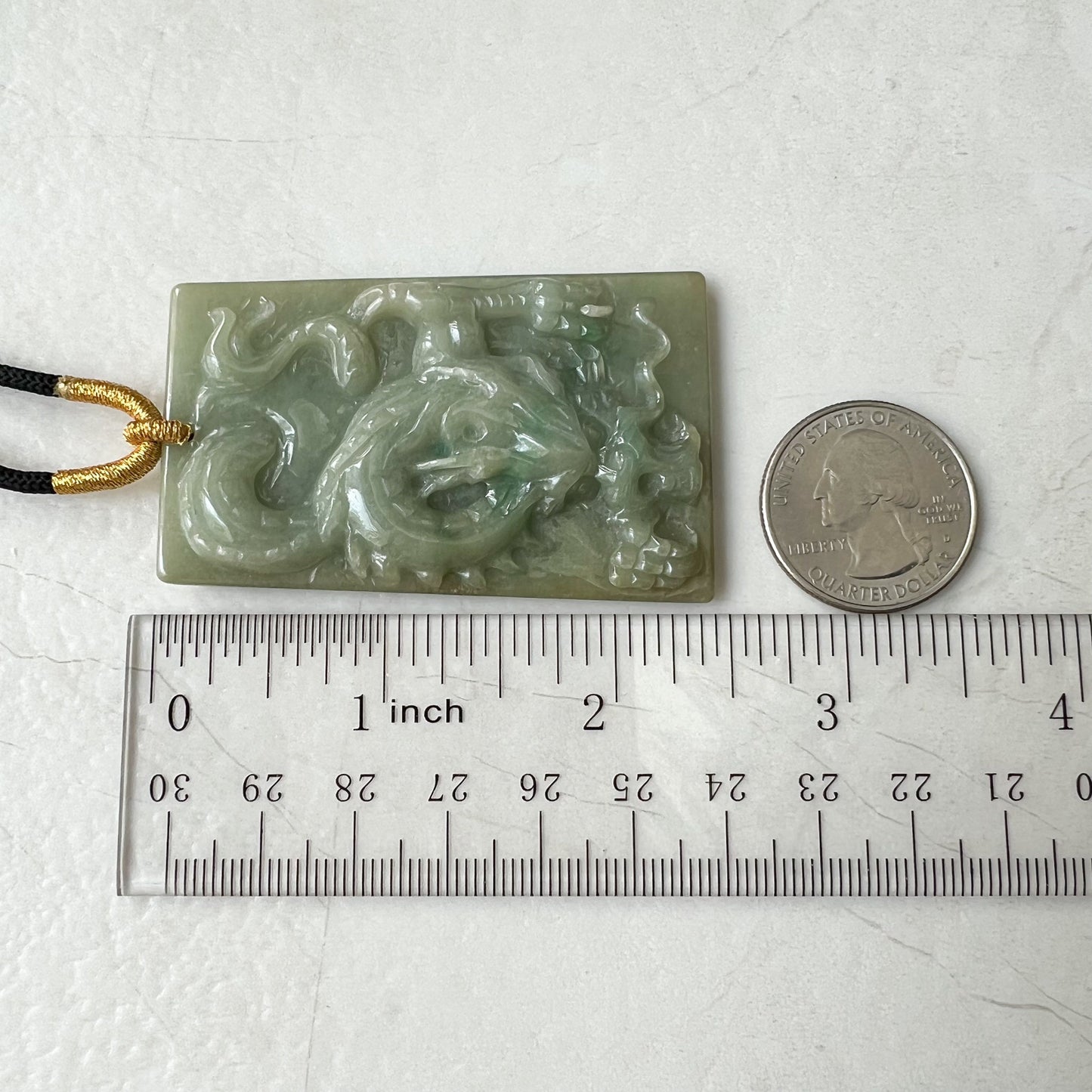 Jadeite Jade Dragon Chinese Zodiac Hand Carved Pendant Necklace, YJ-0321-0319300 - AriaDesignCollection