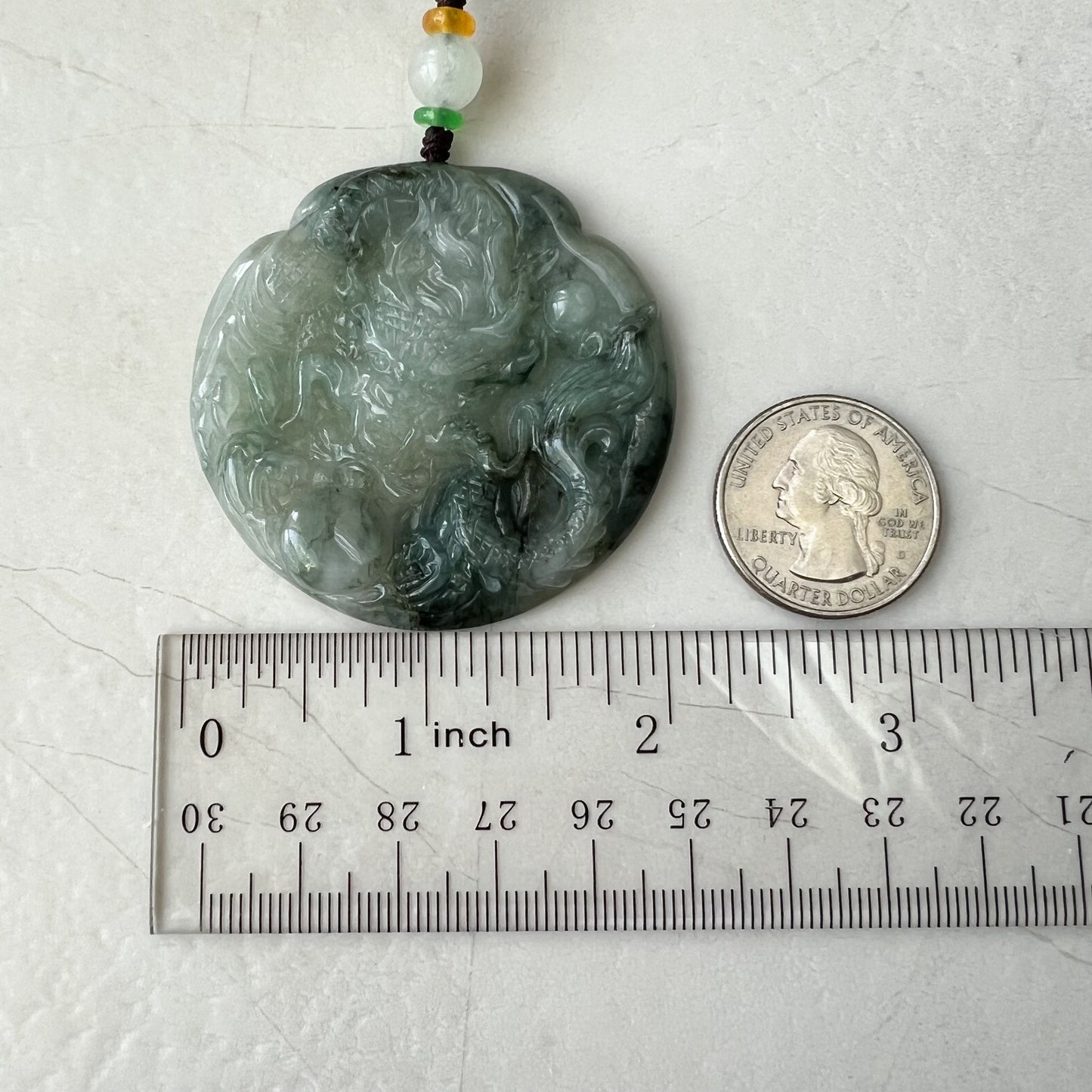 Icy Translucent Green Jadeite Jade Dragon Chinese Zodiac Hand Carved Pendant Necklace, YJ-0322-0355363 - AriaDesignCollection