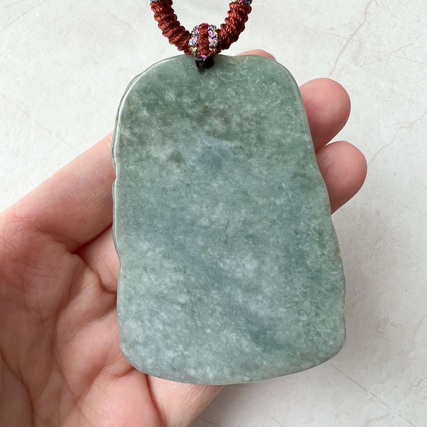 Large Jadeite Jade Guan Yin Kwan Yin Protected by Dragon Avalokitesvara Semi-Translucent Carved Pendant Necklace, Quan Am, YJ-1221-0252084 - AriaDesignCollection