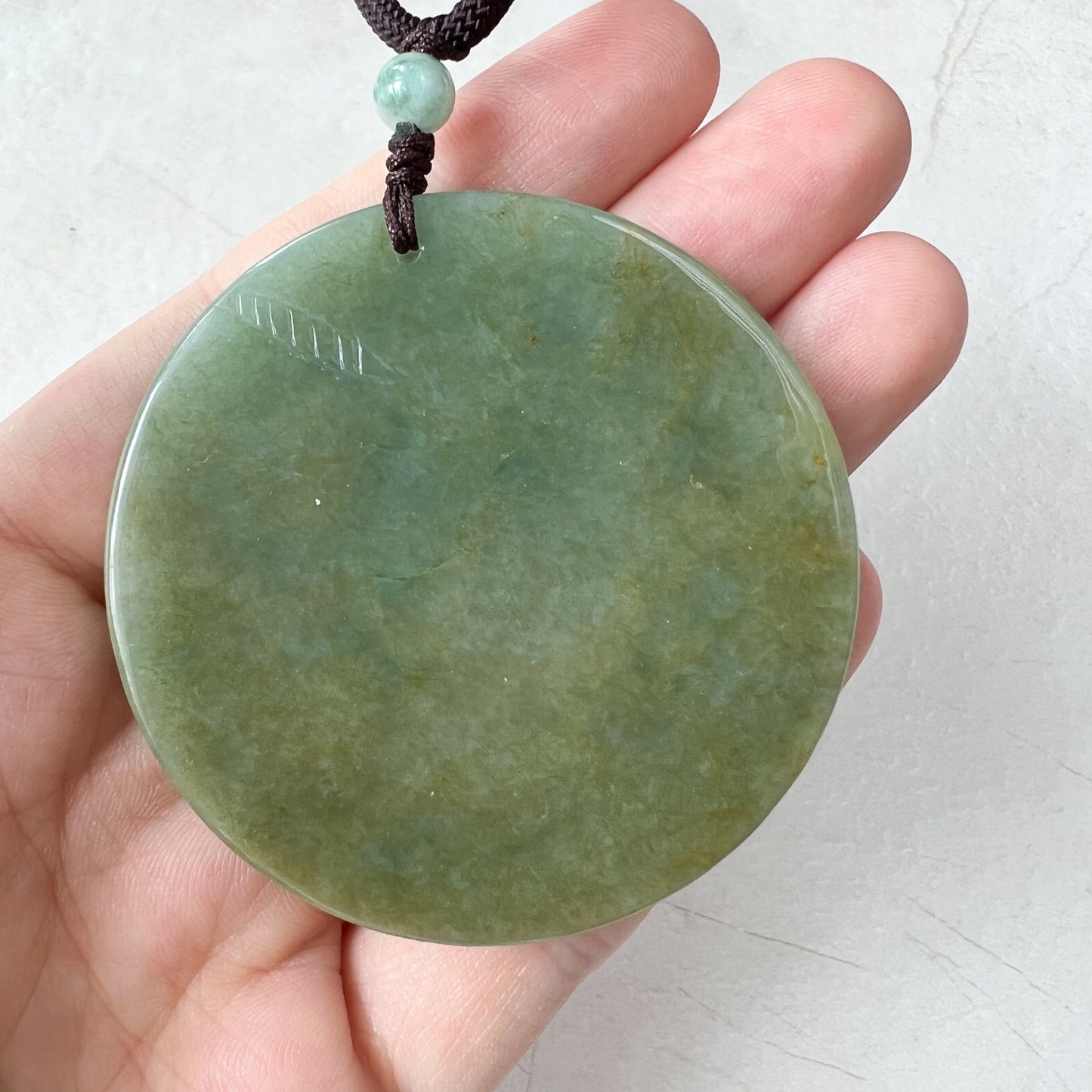 Green Jadeite Jade Guan Yin Avalokiteshvara Hand Carved Pendant Necklace, YJ-0322-0315224 - AriaDesignCollection