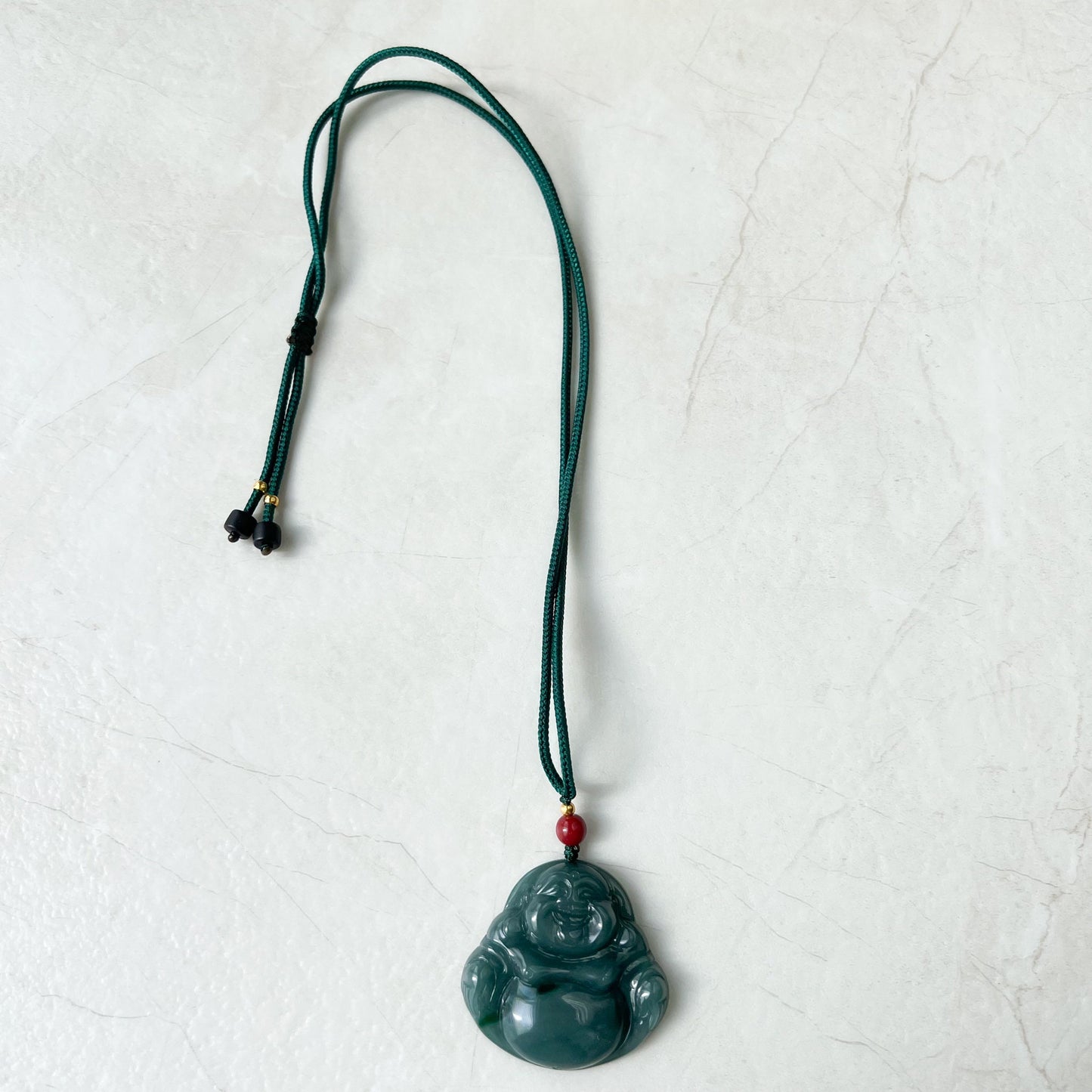 Large Happy Buddha, Blue Green Jadeite Jade Carved Jadeite Pendant, Budai, ZYF-0322-1651518861 - AriaDesignCollection