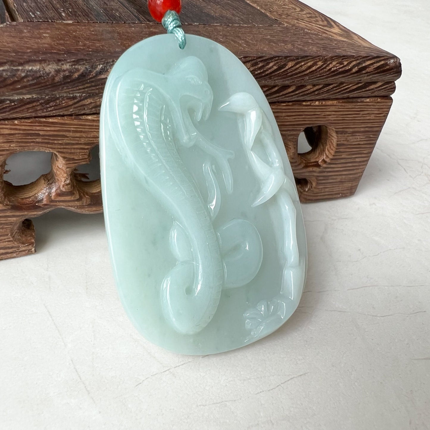 Jadeite Jade Snake Hand Carved, Chinese Zodiac Pendant Necklace, YJ-0322-0315218 - AriaDesignCollection