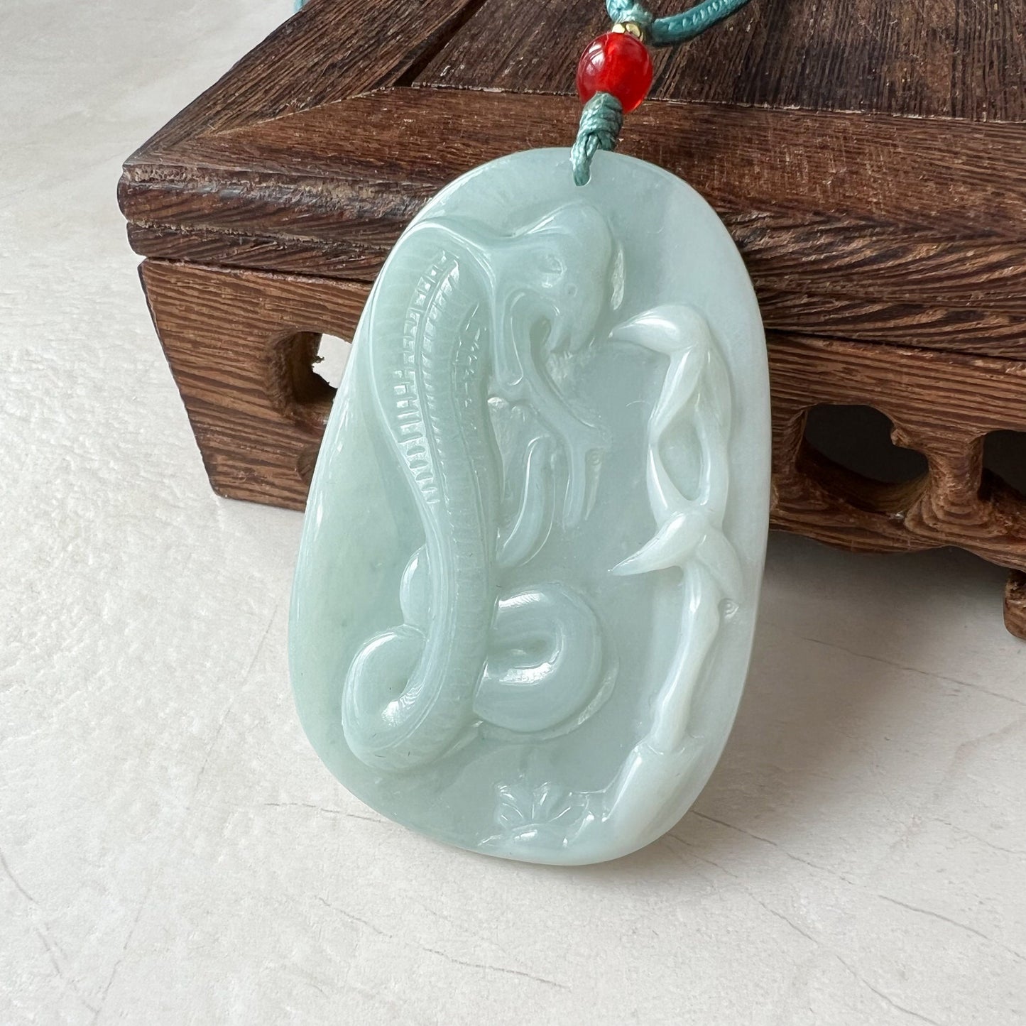 Jadeite Jade Snake Hand Carved, Chinese Zodiac Pendant Necklace, YJ-0322-0315218 - AriaDesignCollection