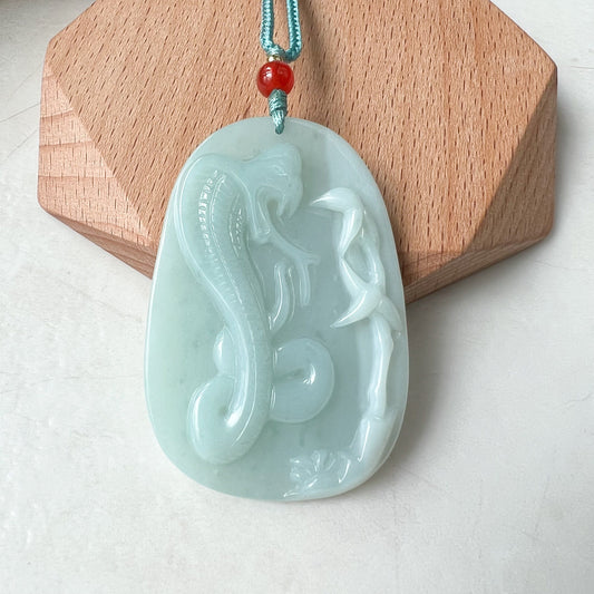 Jadeite Jade Snake Hand Carved, Chinese Zodiac Pendant Necklace, YJ-0322-0315218 - AriaDesignCollection