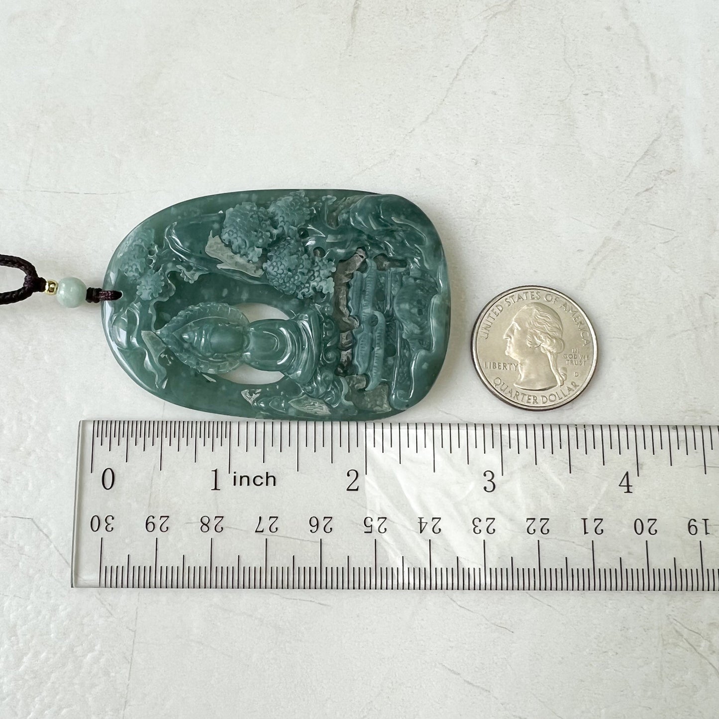 Green Faceless Guan Yin Meditating, Jadeite Jade Avalokiteshvara Hand Carved Pendant Necklace, Quan Am, ZYF-0322-1651918879 - AriaDesignCollection