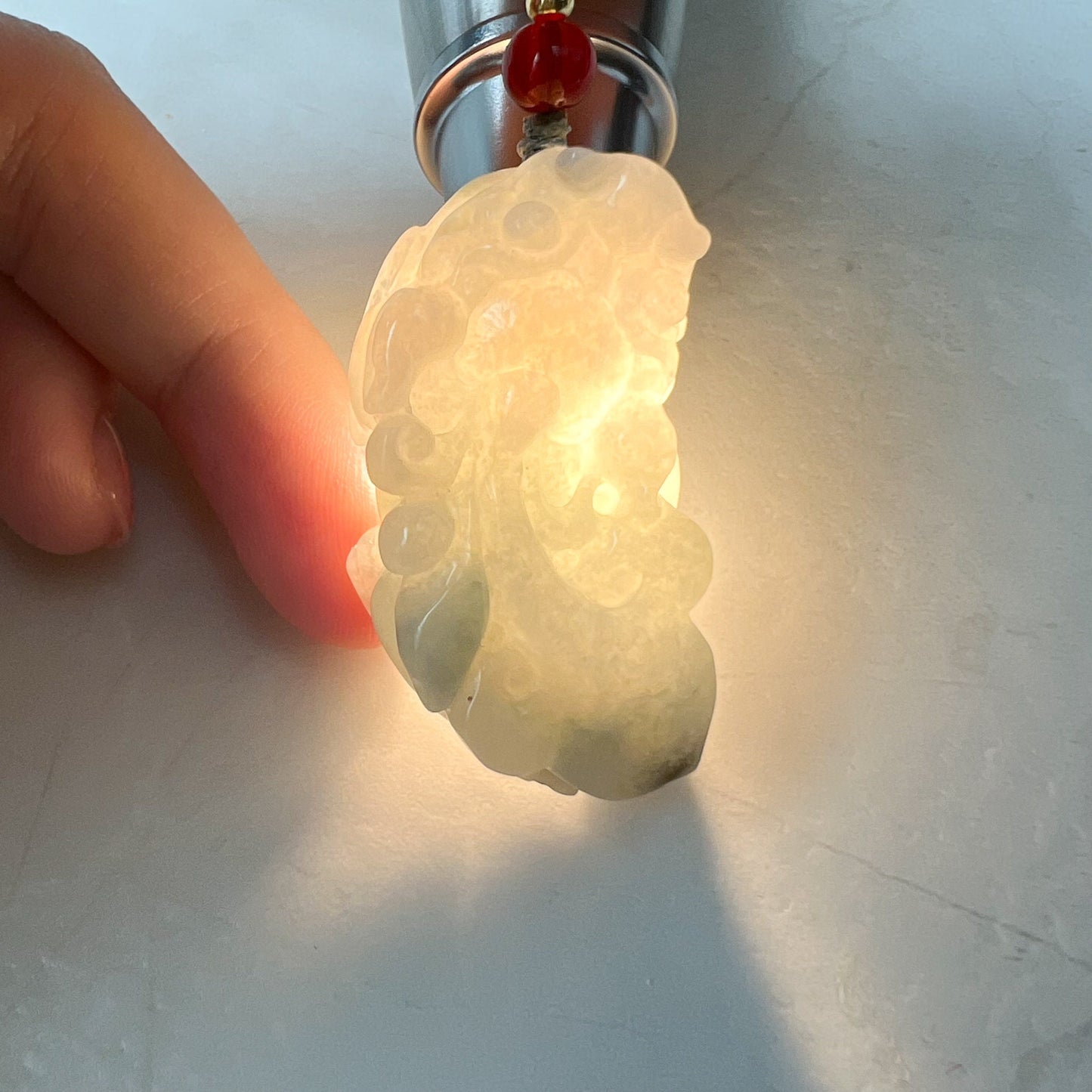 Light Green Jadeite Jade, Dragon Pixiu Pi Xiu, 貔貅, Dragon Chinese Carved Pendant, ZYF-0322-1652197674 - AriaDesignCollection