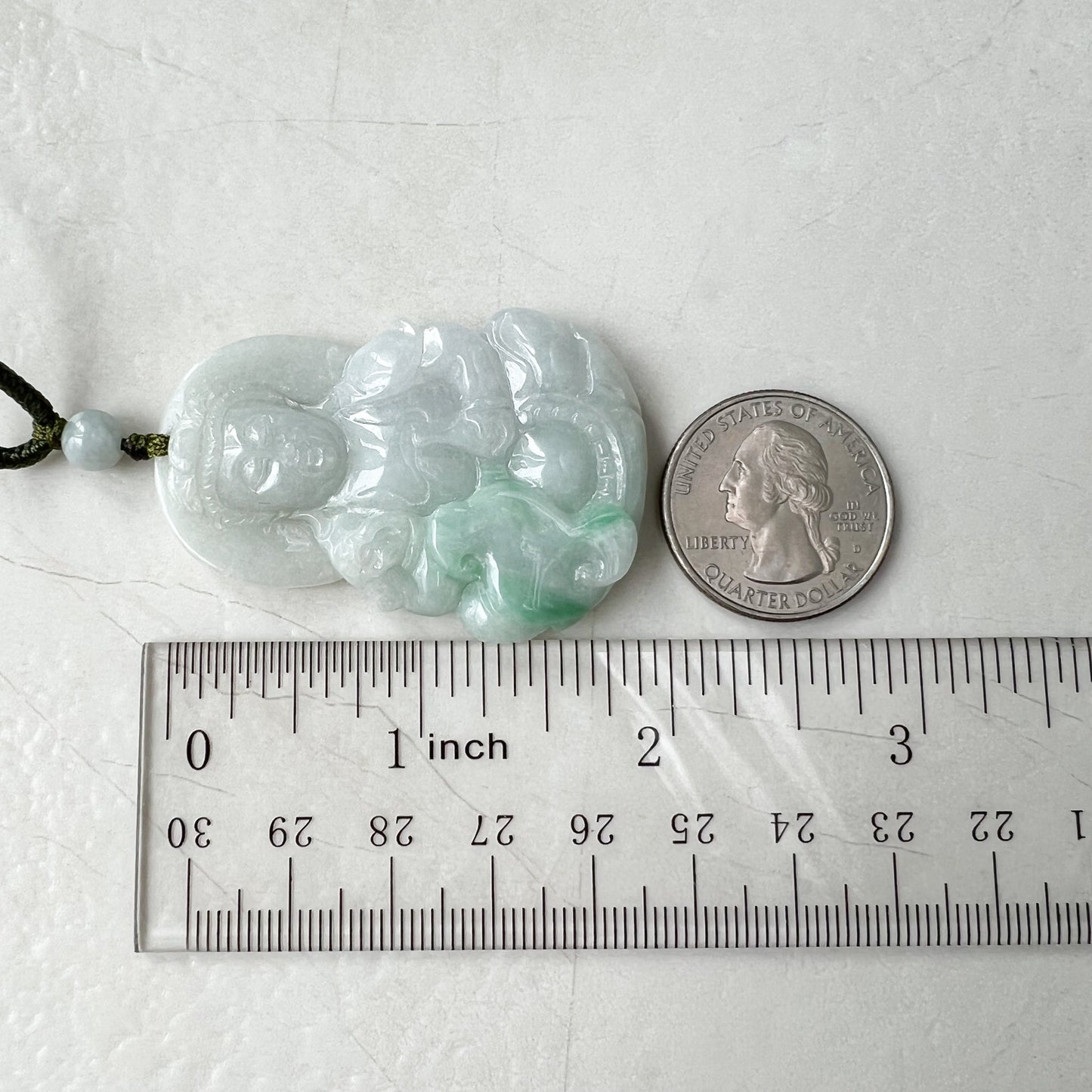 Jadeite Jade Guan Yin Avalokiteshvara, Quan Am, 观音, Hand Carved Pendant Necklace, YW-0110-1652569917 - AriaDesignCollection