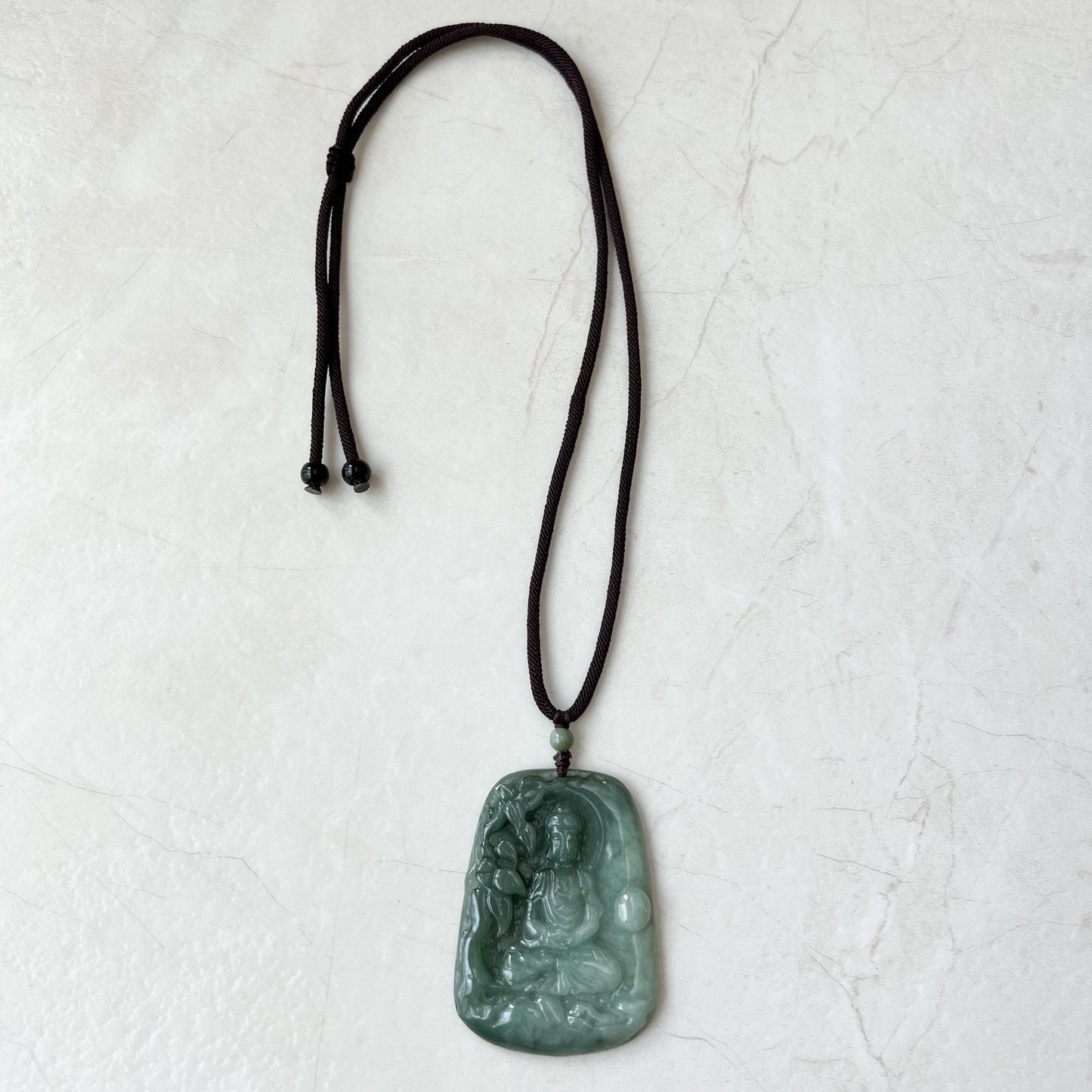 Jadeite Jade Vairocana Buddha, Da Ri Ru Lai, Đại Nhật Như Lai, 大日如来, Hand Carved Jade Pendant Necklace, YJ-1221-0295426 - AriaDesignCollection