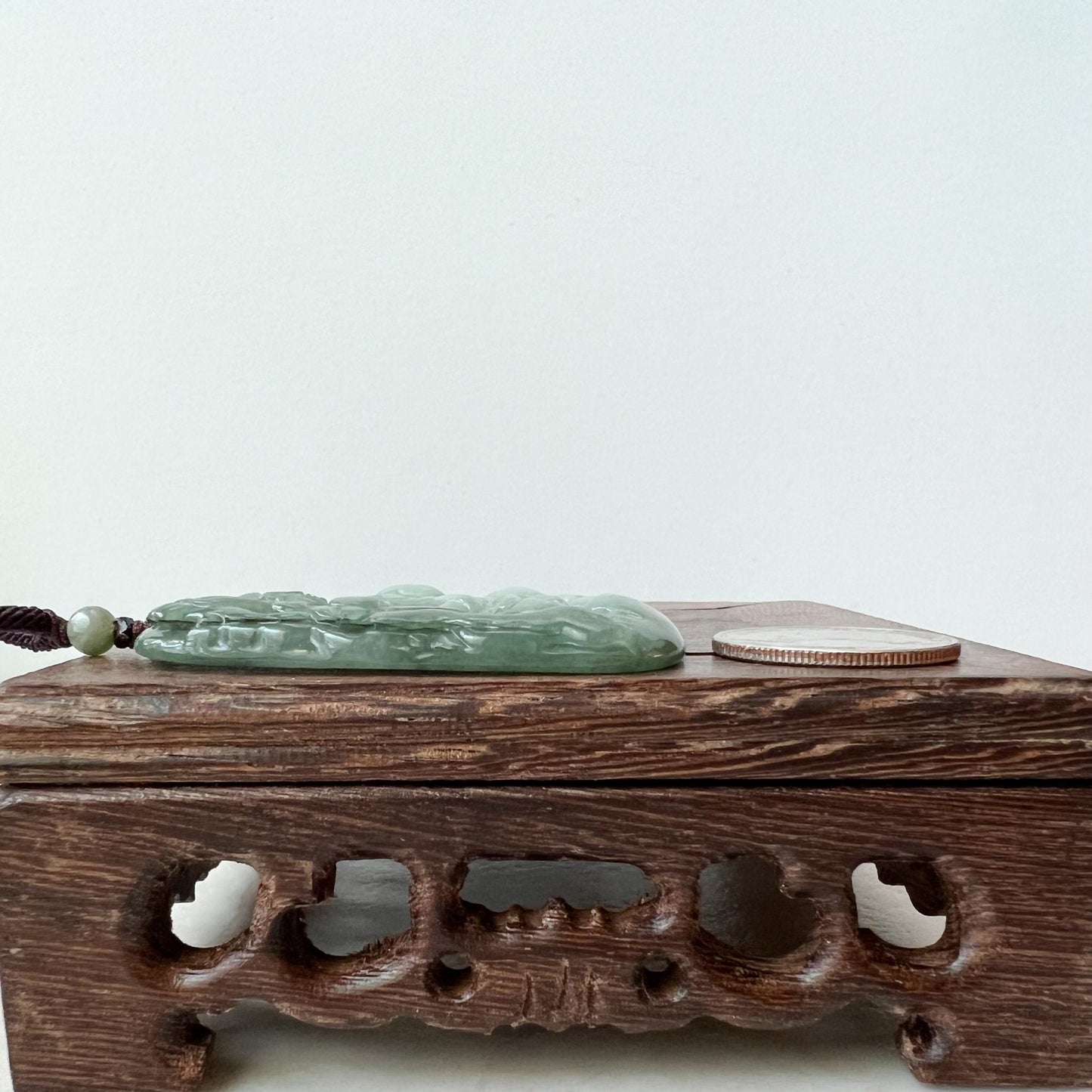 Jadeite Jade Vairocana Buddha, Da Ri Ru Lai, Đại Nhật Như Lai, 大日如来, Hand Carved Jade Pendant Necklace, YJ-1221-0295426 - AriaDesignCollection