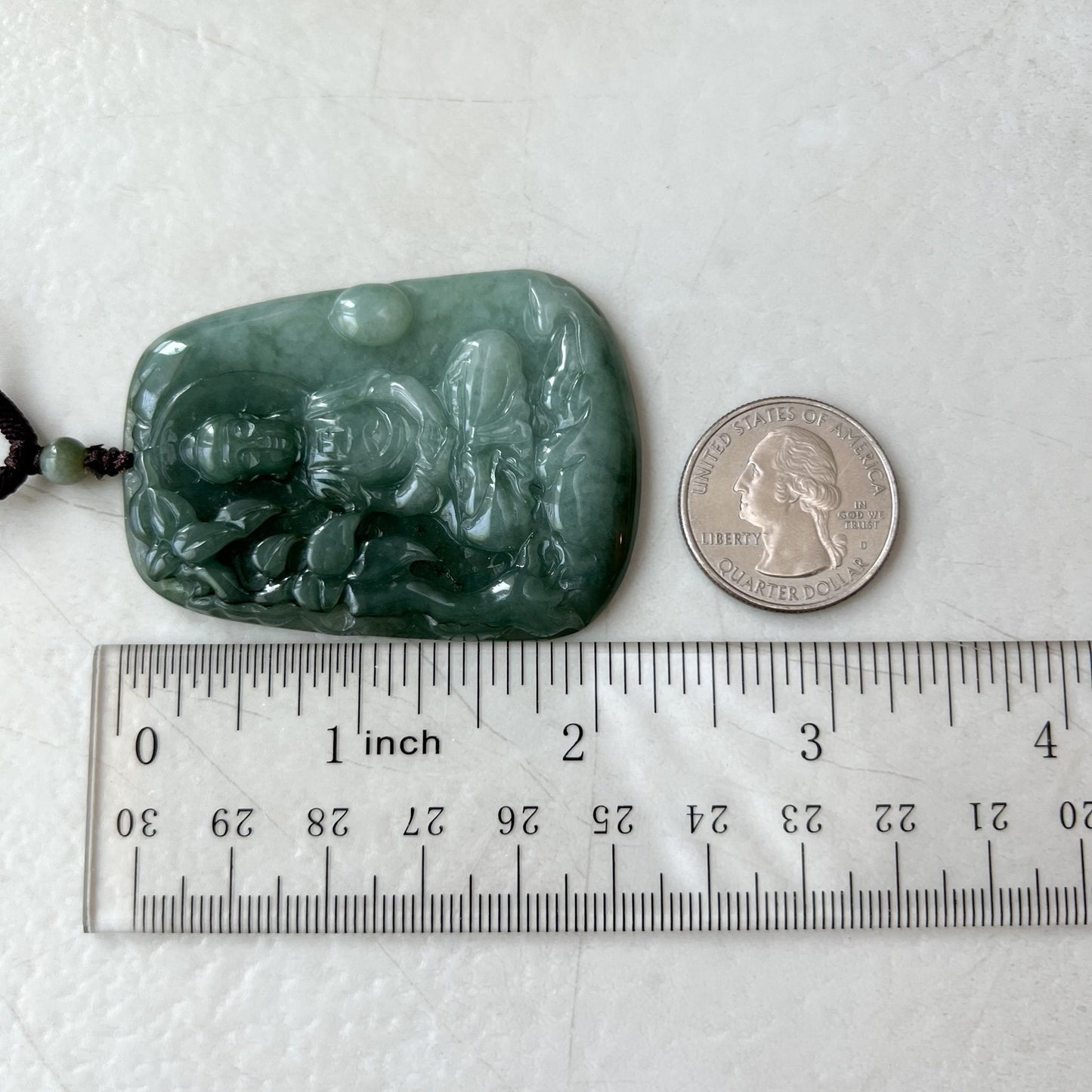 Jadeite Jade Vairocana Buddha, Da Ri Ru Lai, Đại Nhật Như Lai, 大日如来, Hand Carved Jade Pendant Necklace, YJ-1221-0295426 - AriaDesignCollection