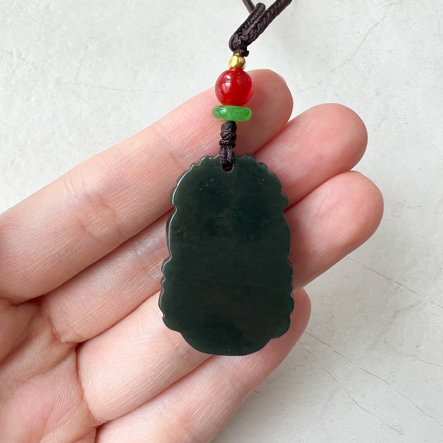 Rat Mouse Pendant, Dark Green and Black Nephrite Jade, Chinese Zodiac Carved Pendant Necklace with Jade Heart, RM-1221-1655128578 - AriaDesignCollection
