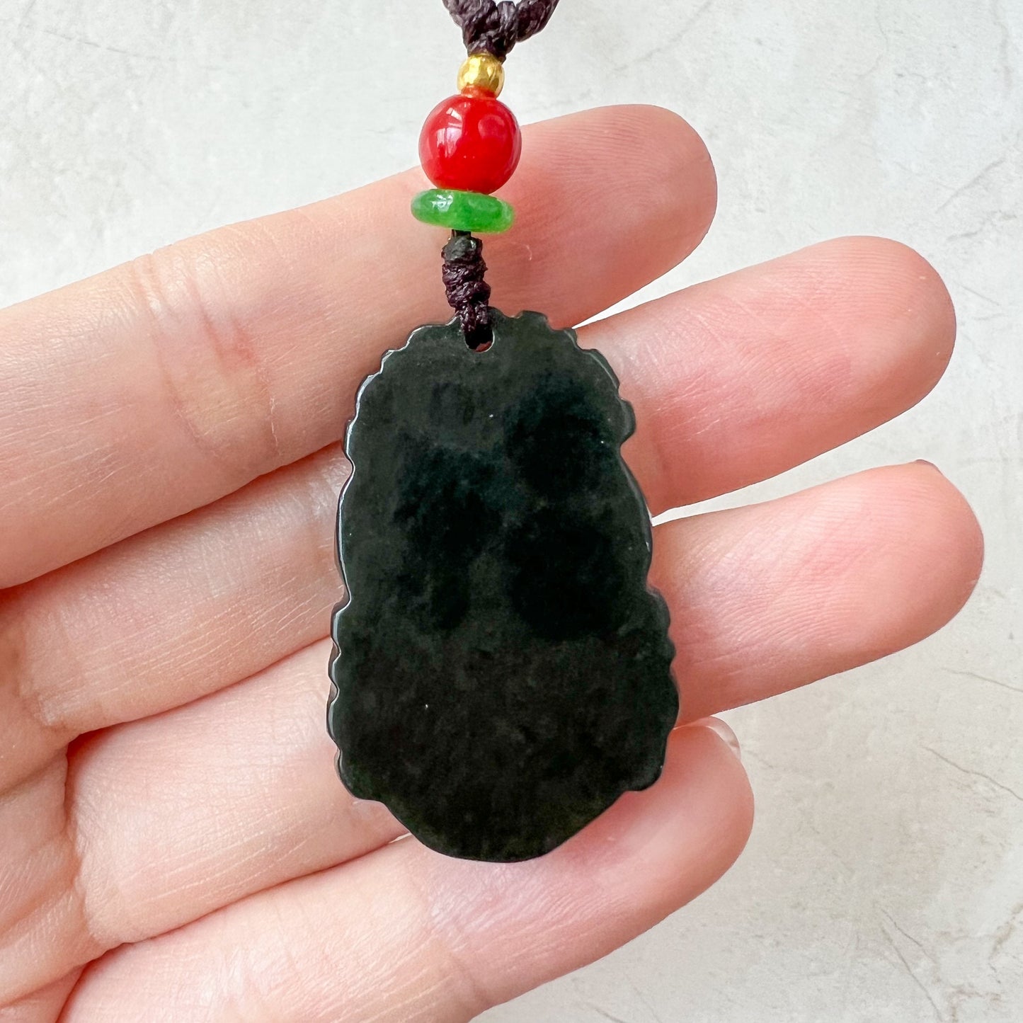 Sheep Goat Ram Chinese Zodiac Carved, Dark Green Nephrite Jade Pendant Necklace, RM-1221-1655274295 - AriaDesignCollection