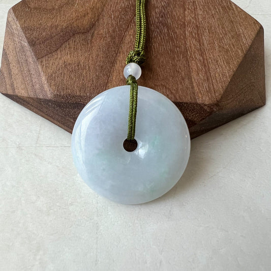 Purple Lavender Jadeite Jade Minimalist Dainty Donut Ping An Necklace, XNZ-1221-1656184611 - AriaDesignCollection