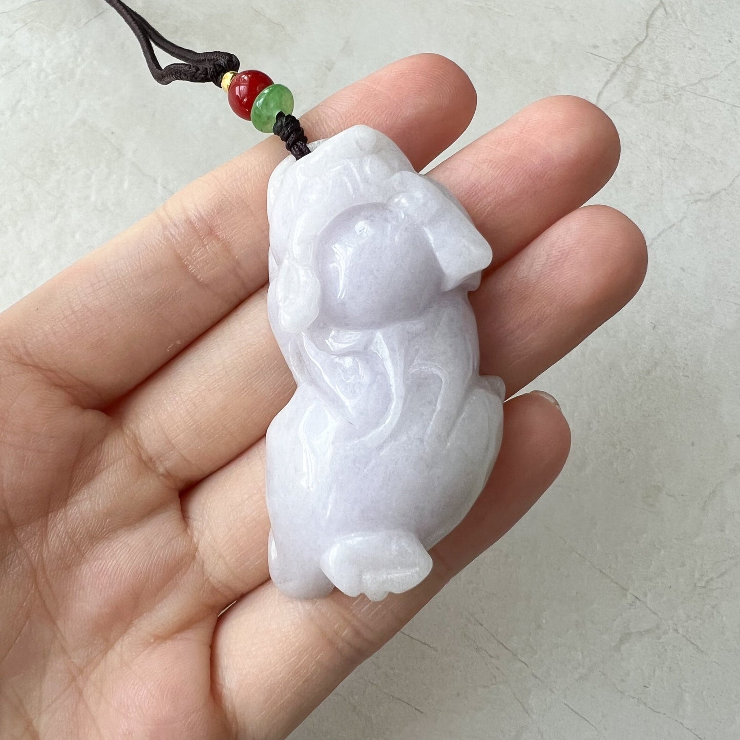 Large Light Purple Jadeite Jade, Pi Xiu, Pixiu, 貔貅 Dragon Lion Chinese Carved Pendant, YW-0110-1656192956 - AriaDesignCollection