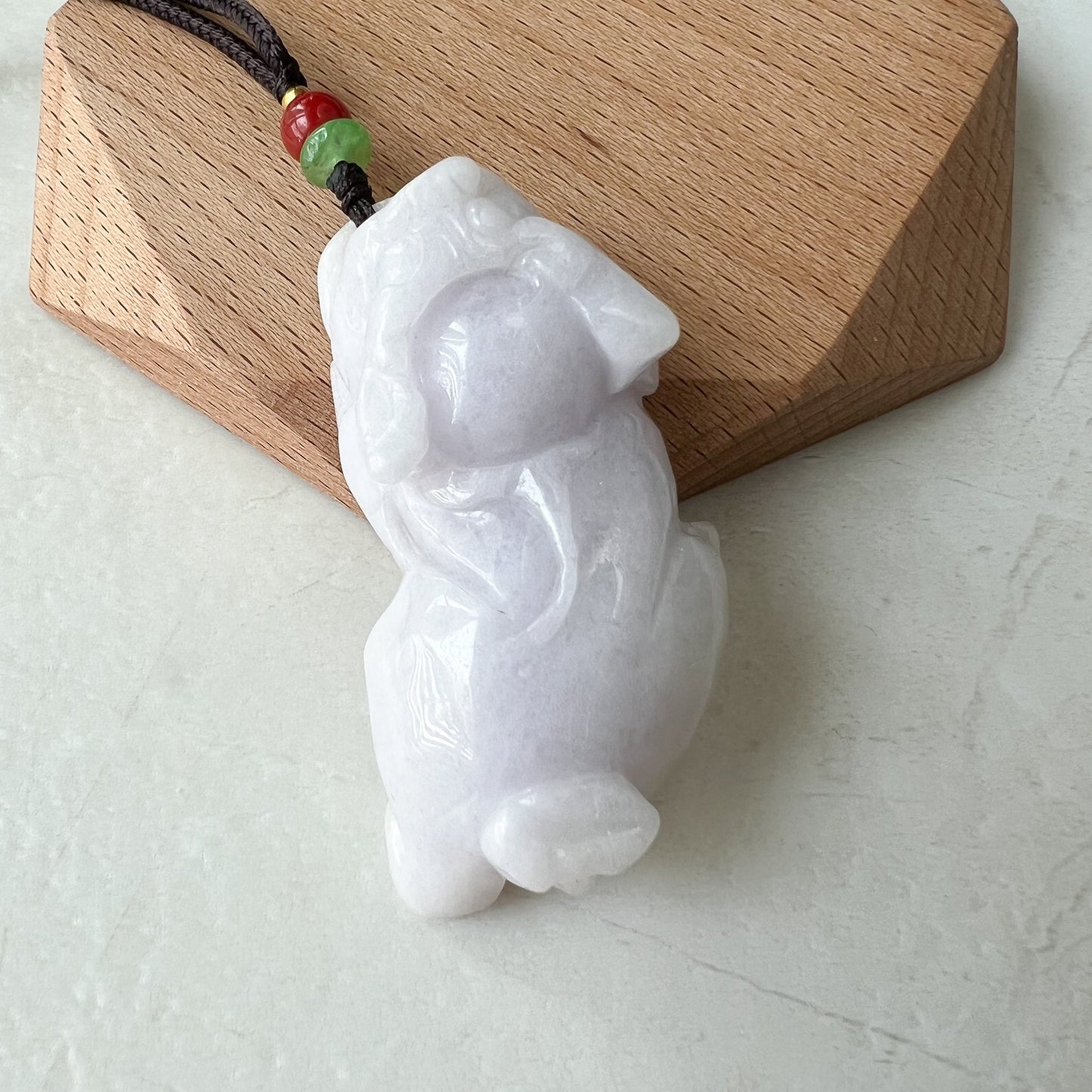 Large Light Purple Jadeite Jade, Pi Xiu, Pixiu, 貔貅 Dragon Lion Chinese Carved Pendant, YW-0110-1656192956 - AriaDesignCollection
