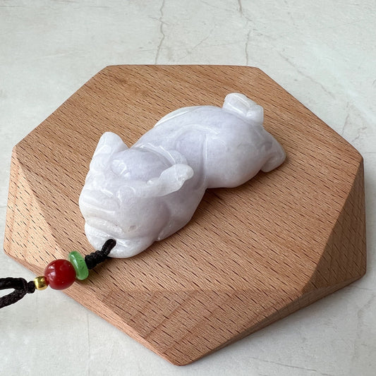 Large Light Purple Jadeite Jade, Pi Xiu, Pixiu, 貔貅 Dragon Lion Chinese Carved Pendant, YW-0110-1656192956 - AriaDesignCollection