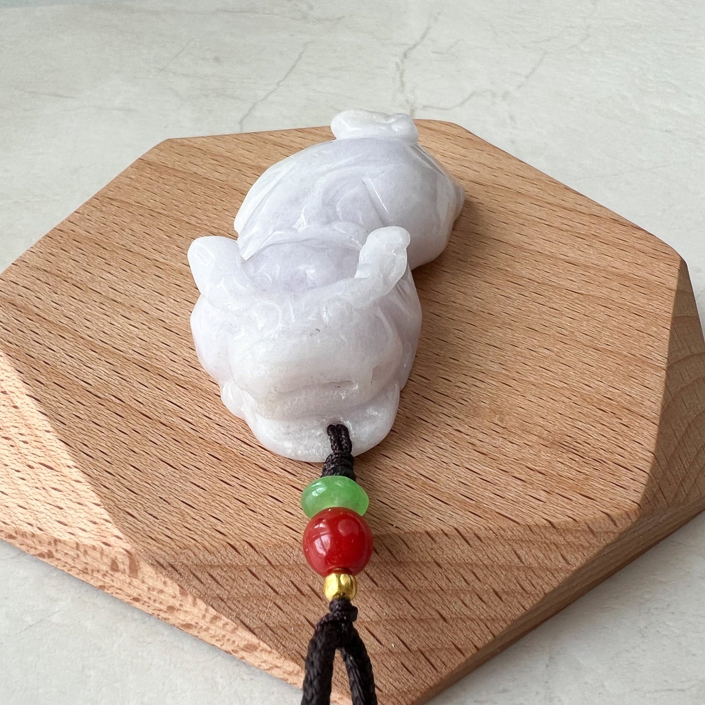 Large Light Purple Jadeite Jade, Pi Xiu, Pixiu, 貔貅 Dragon Lion Chinese Carved Pendant, YW-0110-1656192956 - AriaDesignCollection