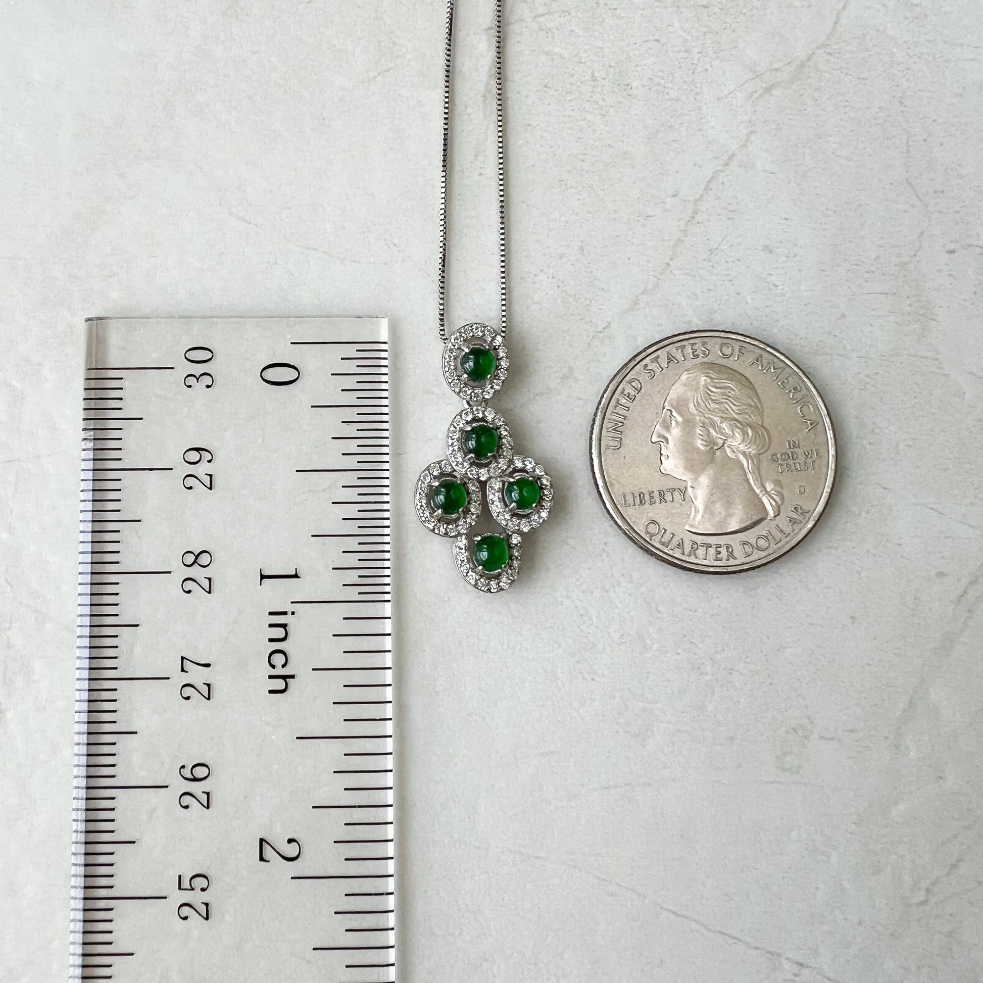 Green Jade Pendant, Jadeite Jade, Small Dainty, Sterling Silver Pendant Necklace, FDD4-1221-0021769 - AriaDesignCollection