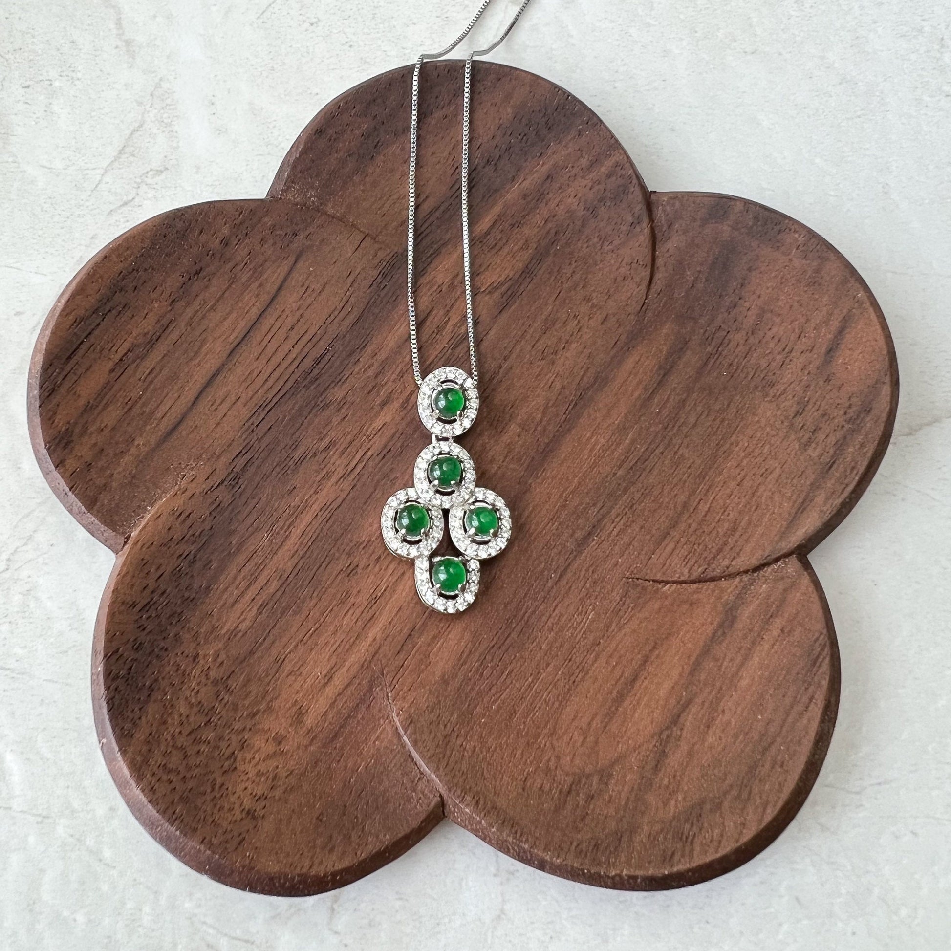 Green Jade Pendant, Jadeite Jade, Small Dainty, Sterling Silver Pendant Necklace, FDD4-1221-0021769 - AriaDesignCollection